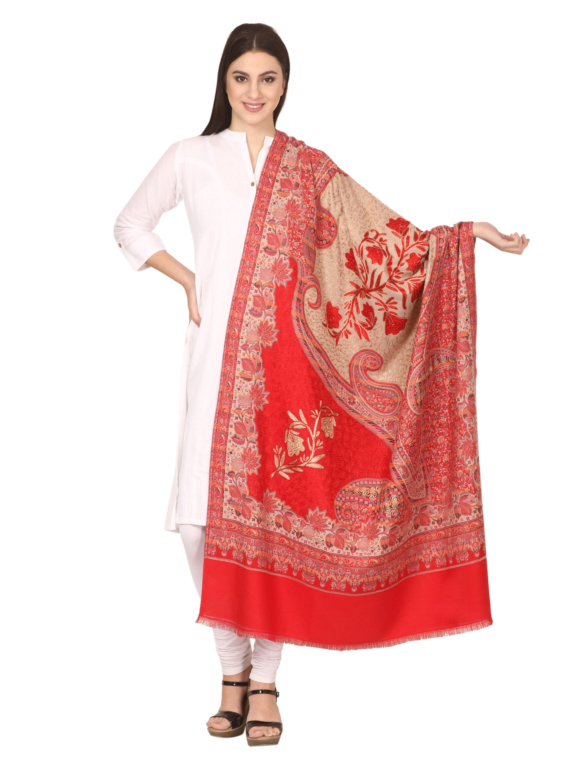 Pashtush Store Shawl Pashtush Women's Shawl, Kashmiri Aari Embroidery, Jacquard palla, Pashmina Design with Aari Needlework