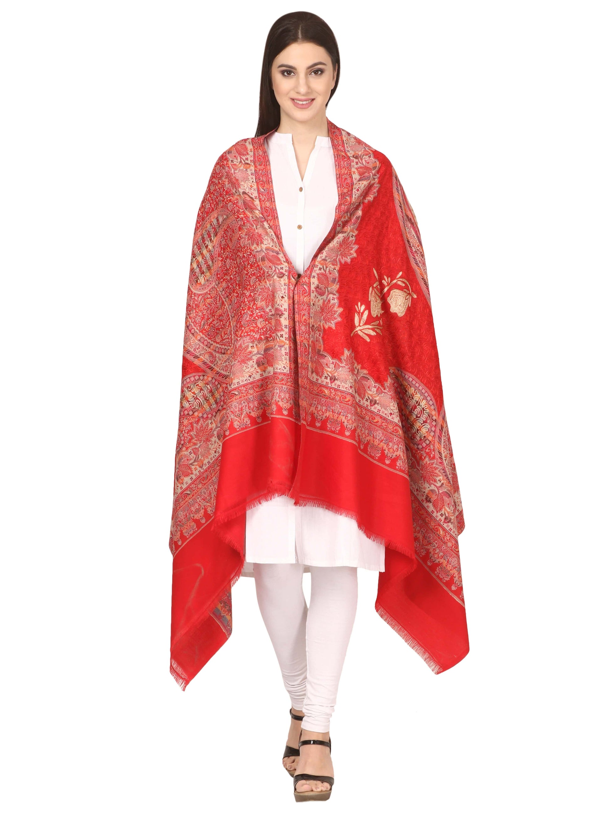 Pashtush Store Shawl Pashtush Women's Shawl, Kashmiri Aari Embroidery, Jacquard palla, Pashmina Design with Aari Needlework