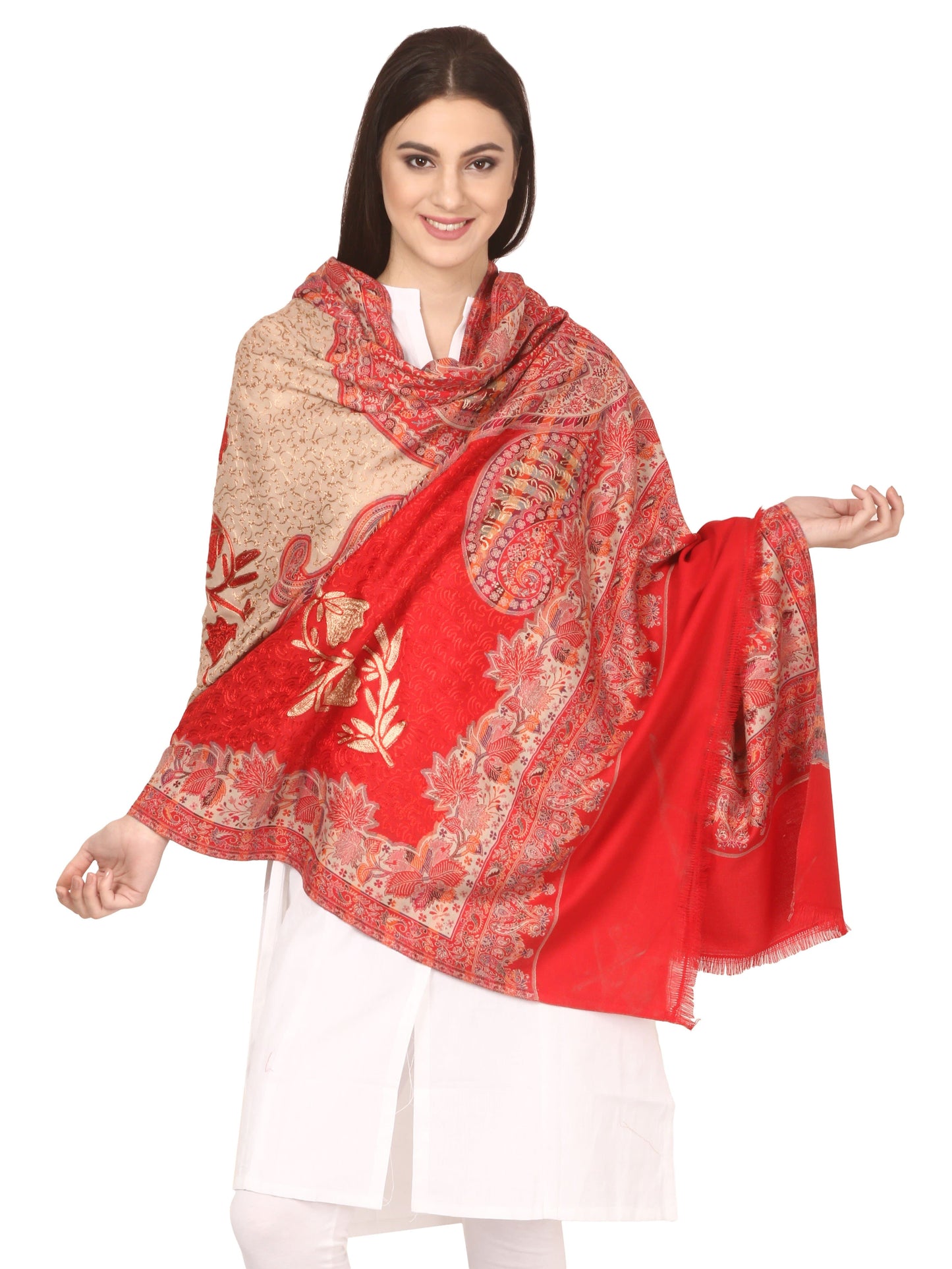 Pashtush Store Shawl Pashtush Women's Shawl, Kashmiri Aari Embroidery, Jacquard palla, Pashmina Design with Aari Needlework