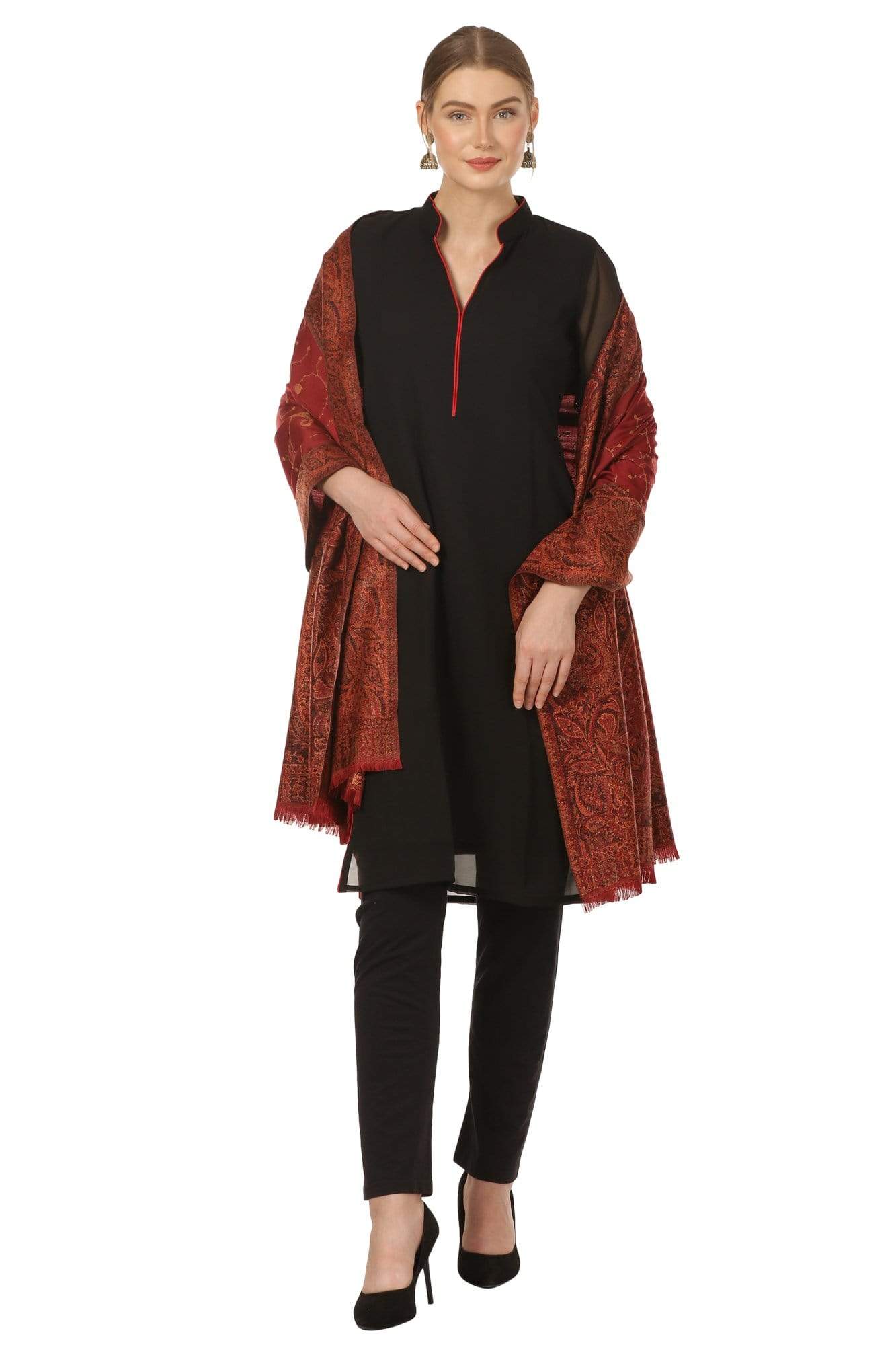 Pashtush Shawl Store Shawl Pashtush Women's Shawl, Vintage Jamawar Design with Needle Embroidery