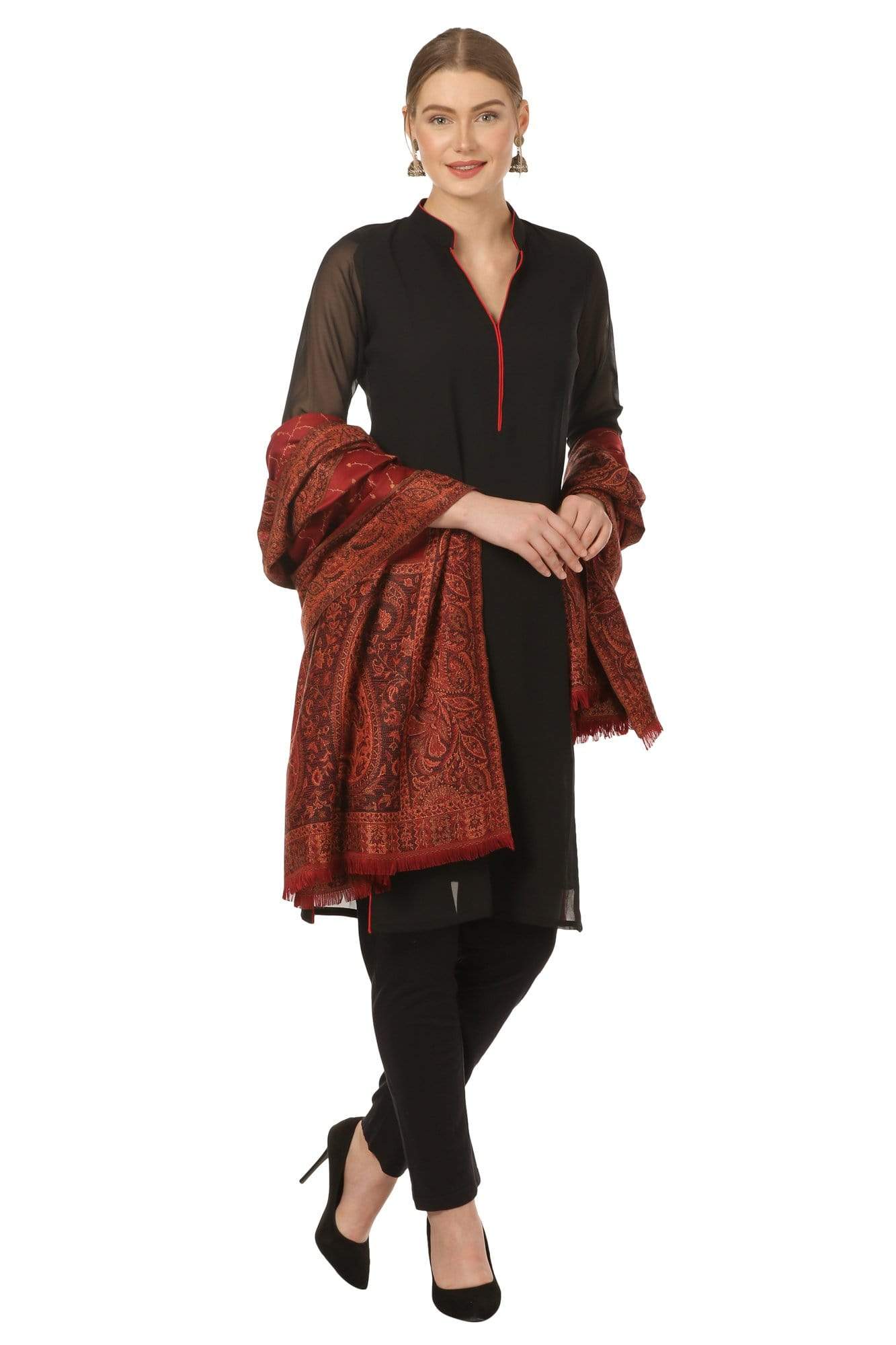 Pashtush Shawl Store Shawl Pashtush Women's Shawl, Vintage Jamawar Design with Needle Embroidery
