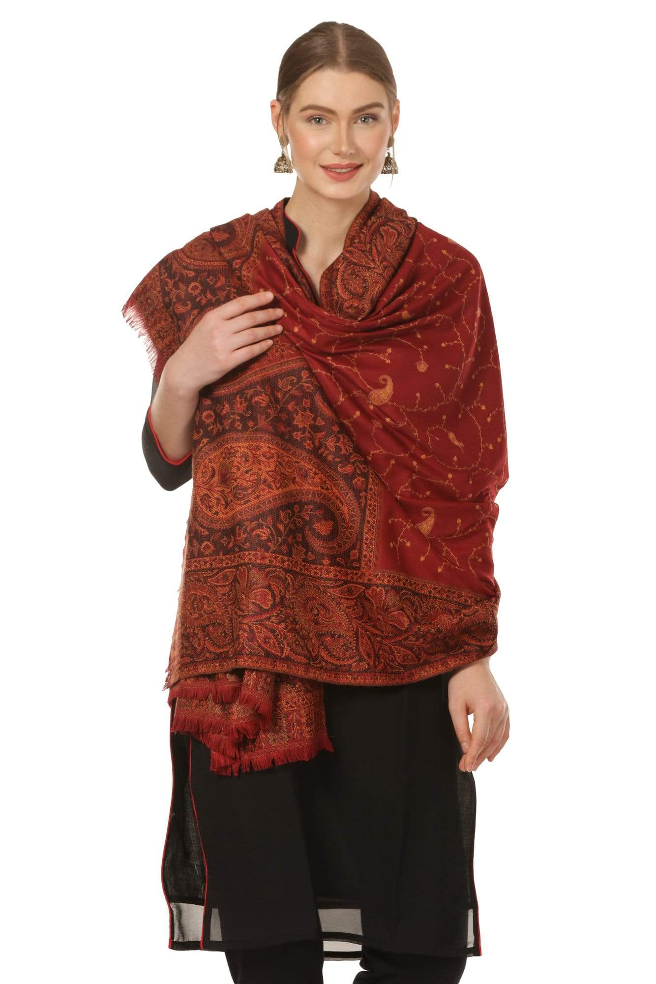 Pashtush Shawl Store Shawl Pashtush Women's Shawl, Vintage Jamawar Design with Needle Embroidery