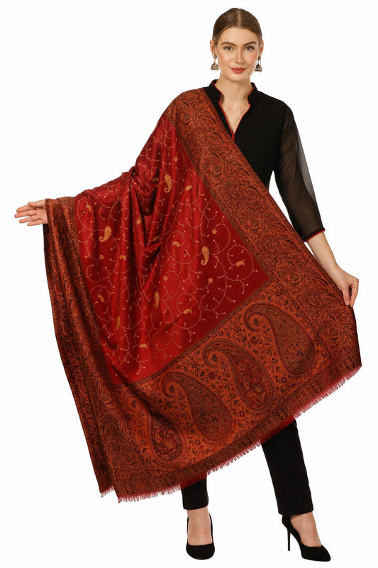 Pashtush Shawl Store Shawl Pashtush Women's Shawl, Vintage Jamawar Design with Needle Embroidery