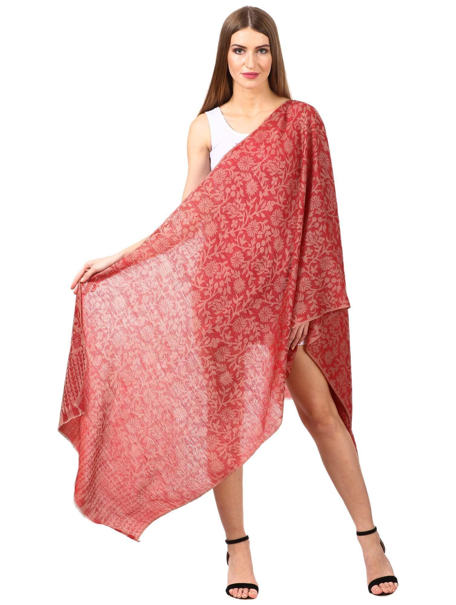 Pashtush India Stole Pashtush Women's Silk-Pashmina Reversible Floral Scarf, Soft and Warm, Morning Rose