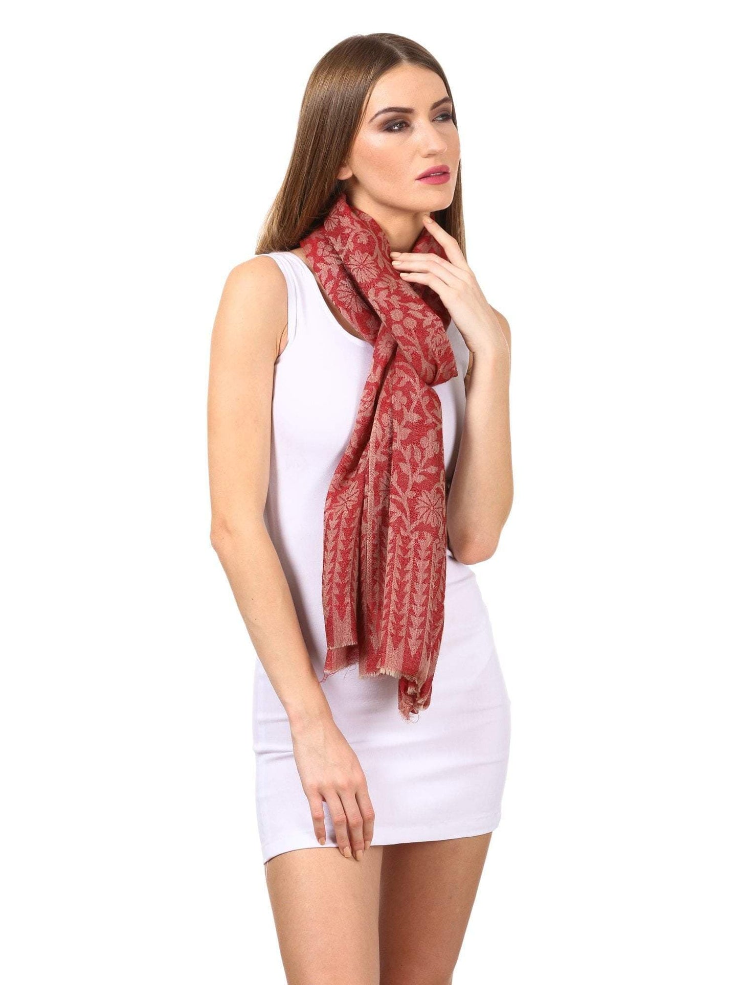 Pashtush India Stole Pashtush Women's Silk-Pashmina Reversible Floral Scarf, Soft and Warm, Morning Rose
