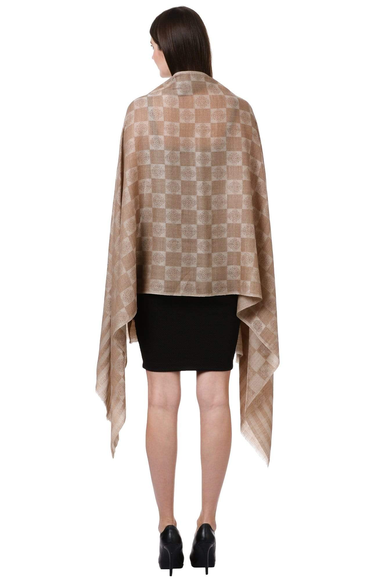 Pashtush India 70x200 Pashtush Women's Silk-Pashmina Reversible Stole, Dark Beige