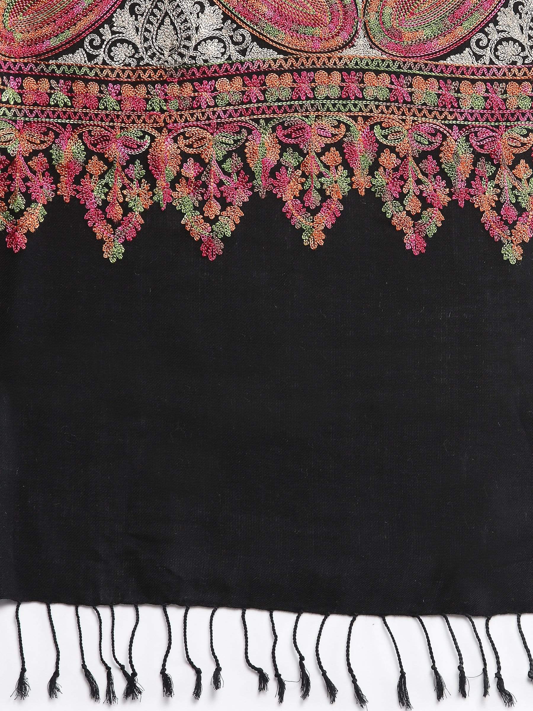 Pashtush India 70x200 Pashtush Women's silk wool hand embroidery stole. Extra Soft Scarf