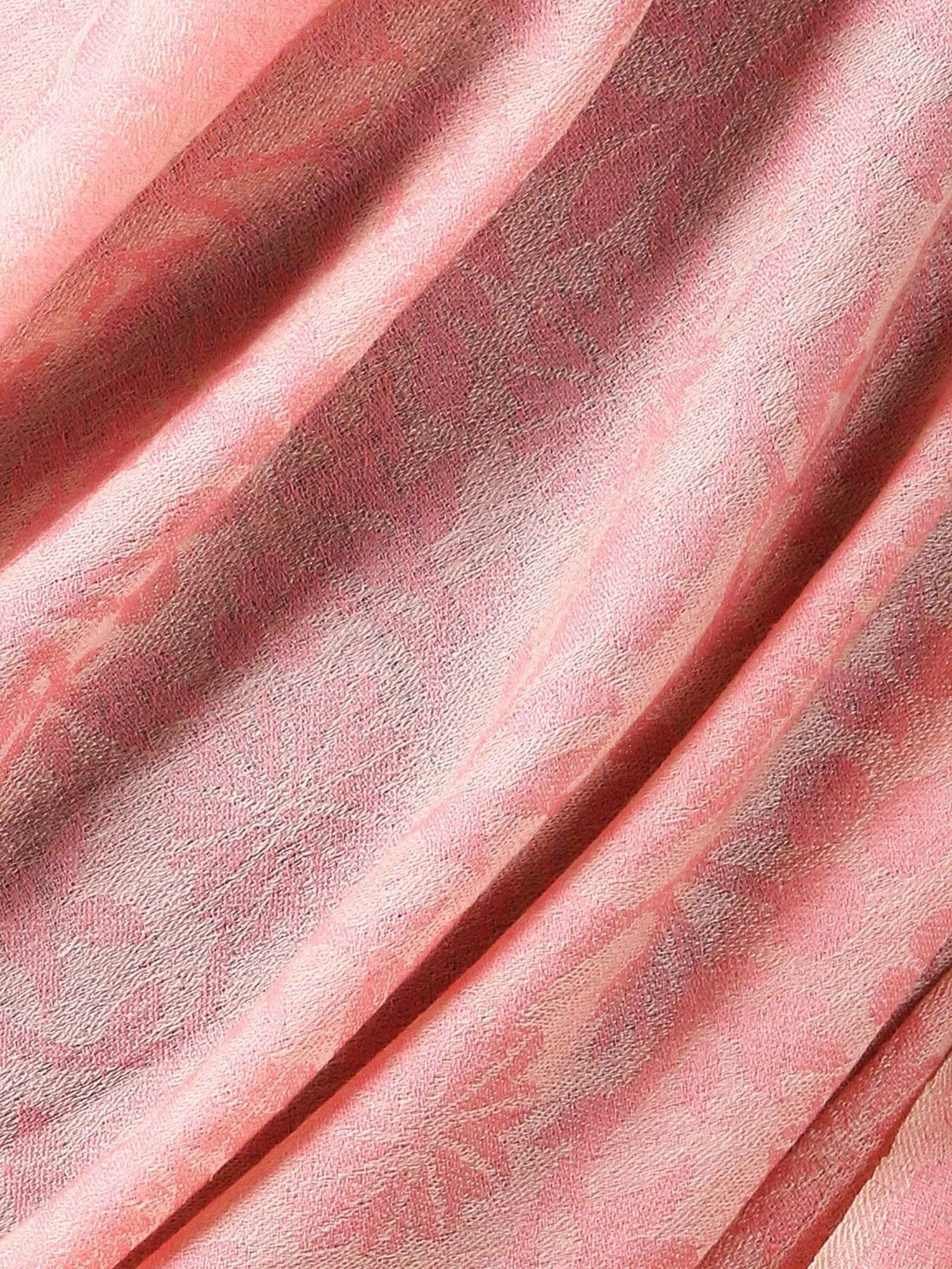 Pashtush India 70x200 Pashtush Women's Silk-Wool Reversible Floral Scarf, Soft and Warm (Powder pink)