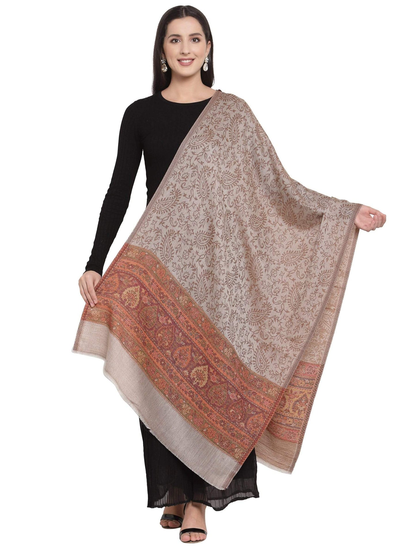 Pashtush India 70x200 Pashtush Women's Silk-Wool, Soft Reversible Stole