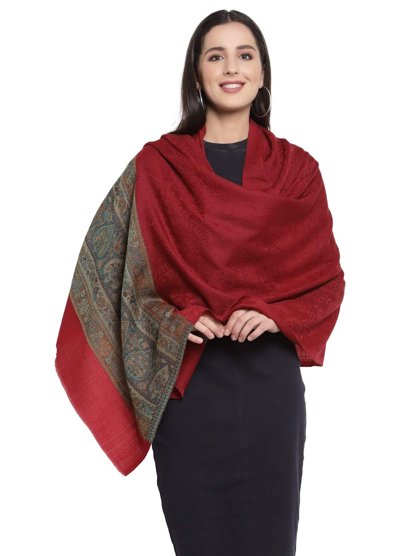 Pashtush India 70x200 Pashtush Women's Silk-Wool, Soft Reversible Stole