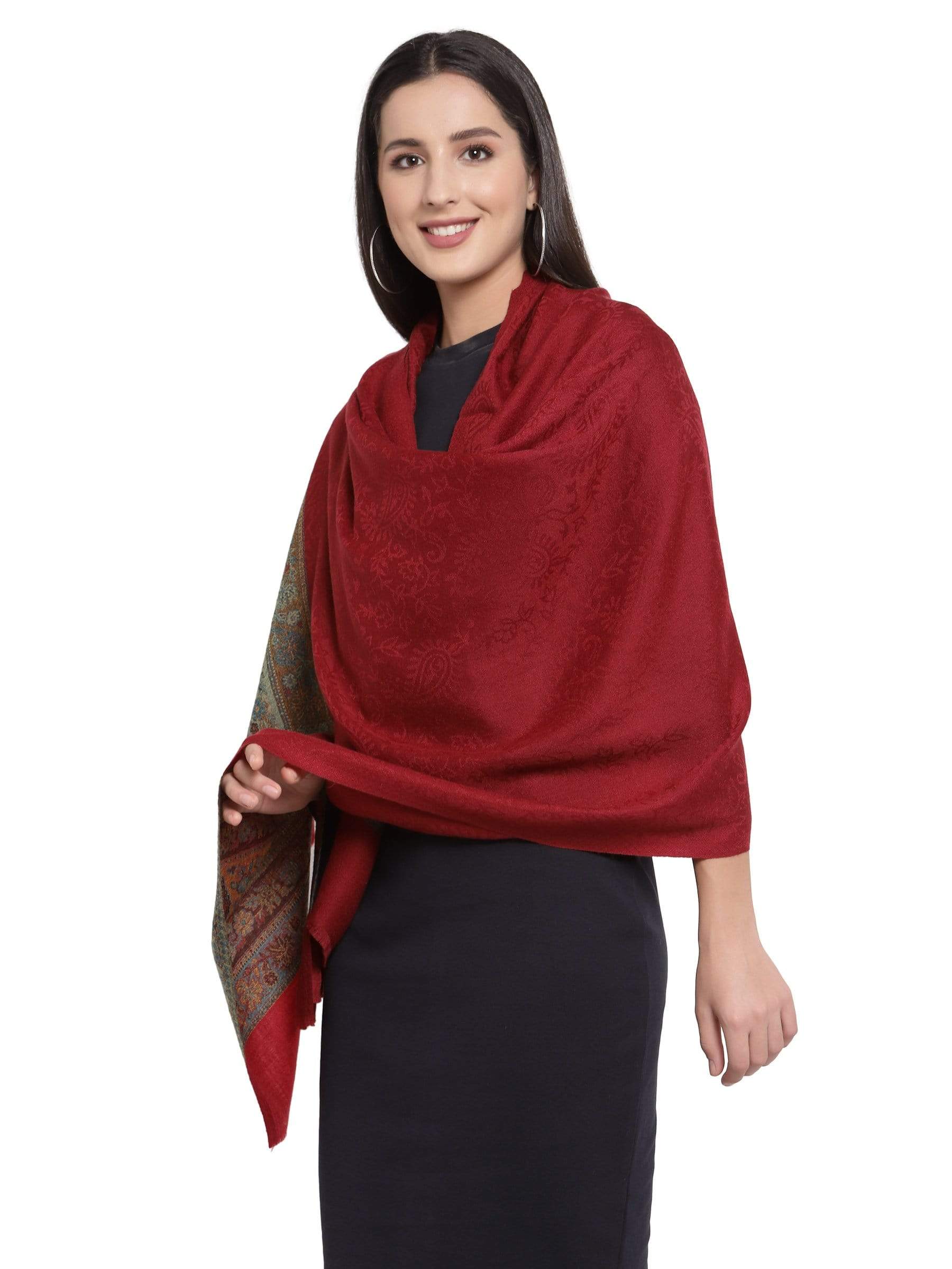 Pashtush India 70x200 Pashtush Women's Silk-Wool, Soft Reversible Stole