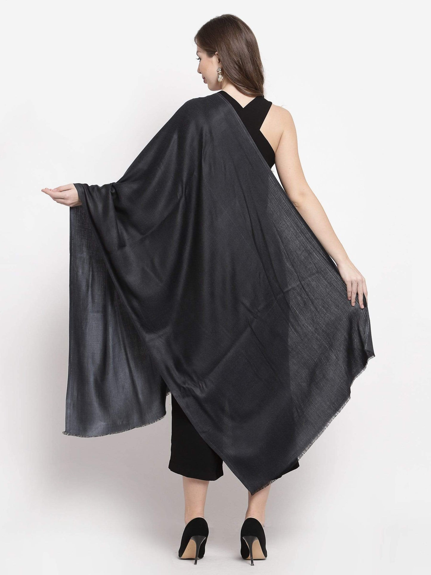Pashtush India 70x200 Pashtush Women's Silky Bamboo Reversible Scarf, Shawls, Stoles, Wraps, Charcoal