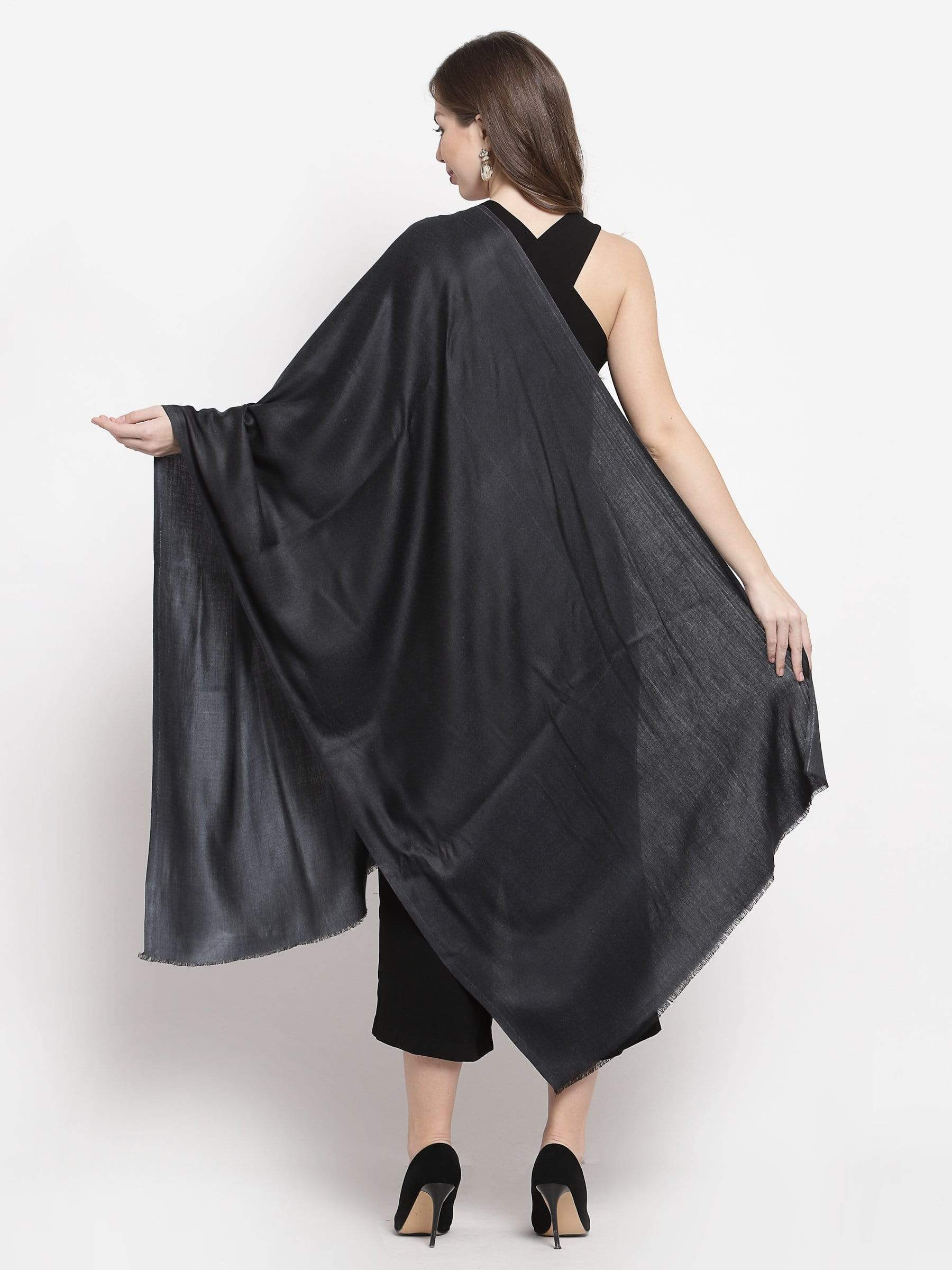 Pashtush India 70x200 Pashtush Women's Silky Bamboo Reversible Scarf, Shawls, Stoles, Wraps, Charcoal