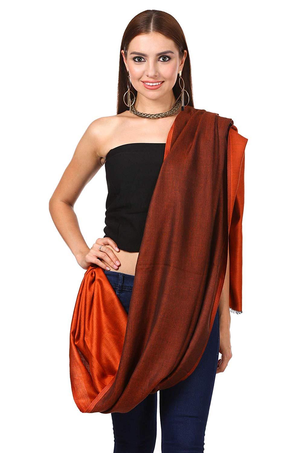 Pashtush Shawl Store Stole Pashtush Women's Silky Bamboo Reversible Scarf, Shawls, Stoles, Wraps (size 28 x 80 inches)