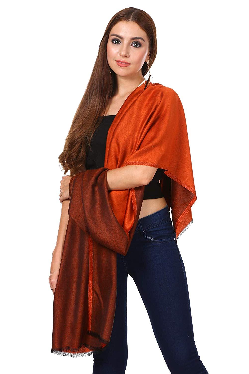 Pashtush Shawl Store Stole Pashtush Women's Silky Bamboo Reversible Scarf, Shawls, Stoles, Wraps (size 28 x 80 inches)