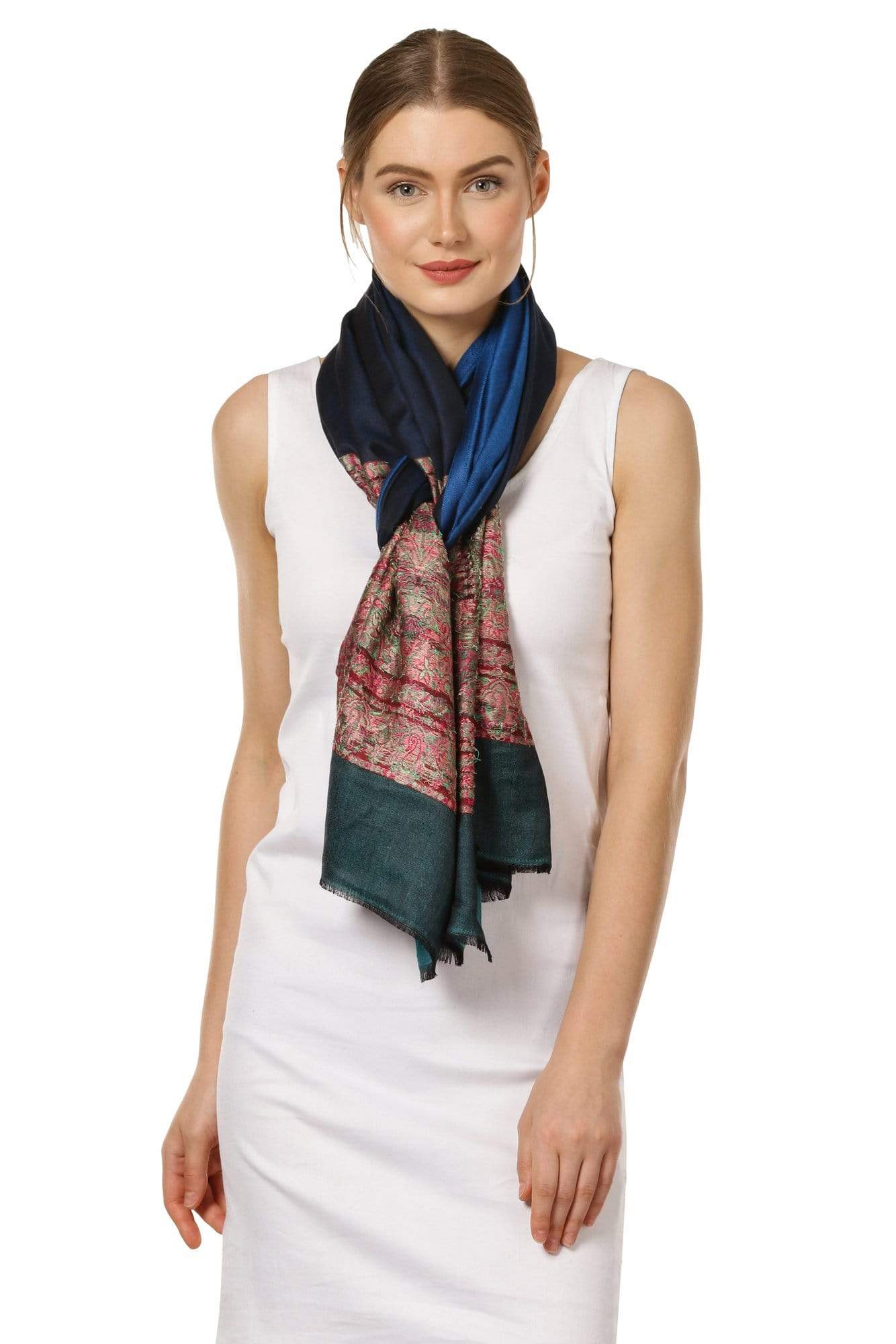 Pashtush Shawl Store Stole Pashtush Women's Silky Pashmina Reversible Scarf, Shawls, Stoles, Blue