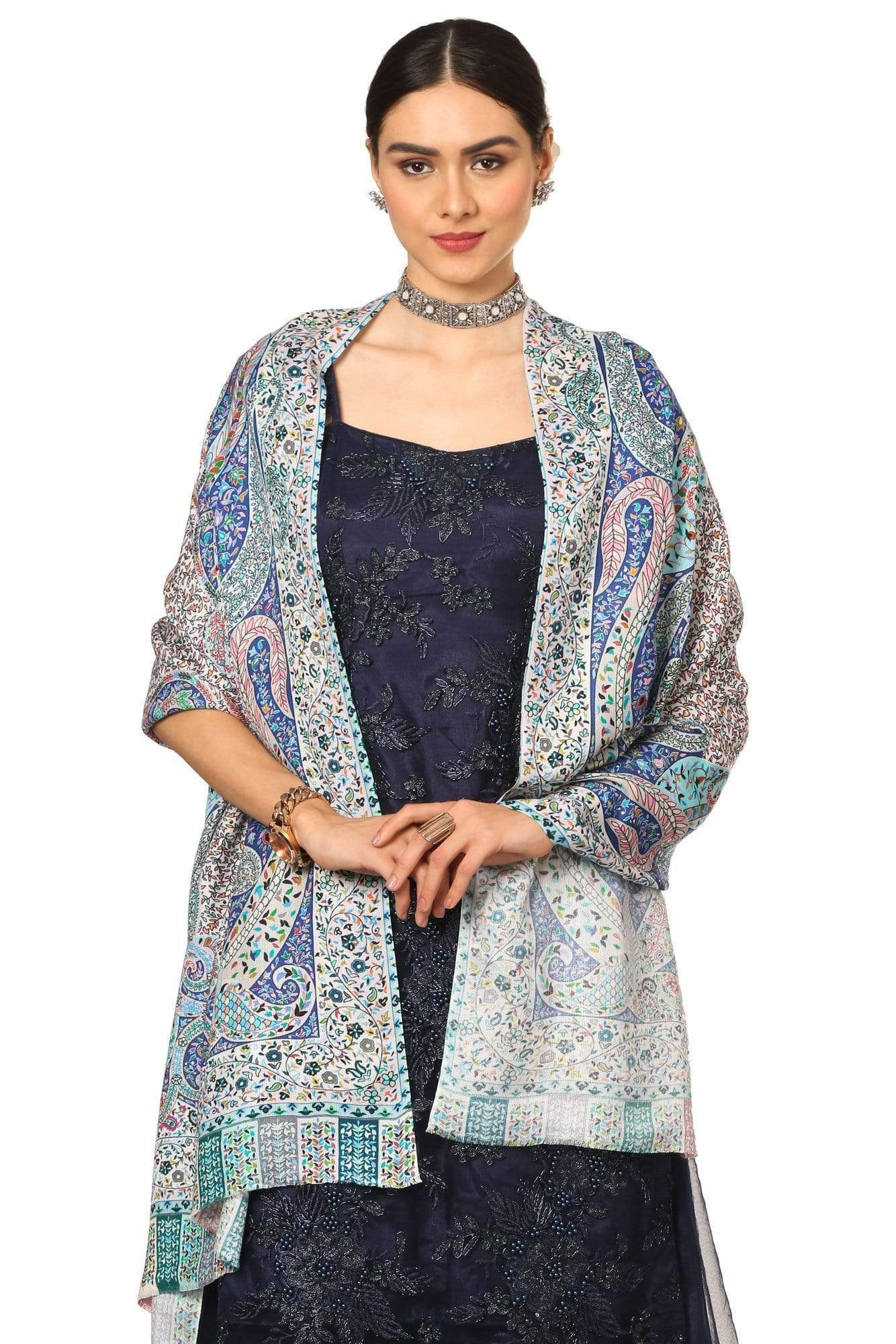 Pashtush India 70x200 Pashtush Women's Soft Bamboo Scarf, Casual Shawls, Stoles, Wraps (soft Bamboo) - Paisely Garden
