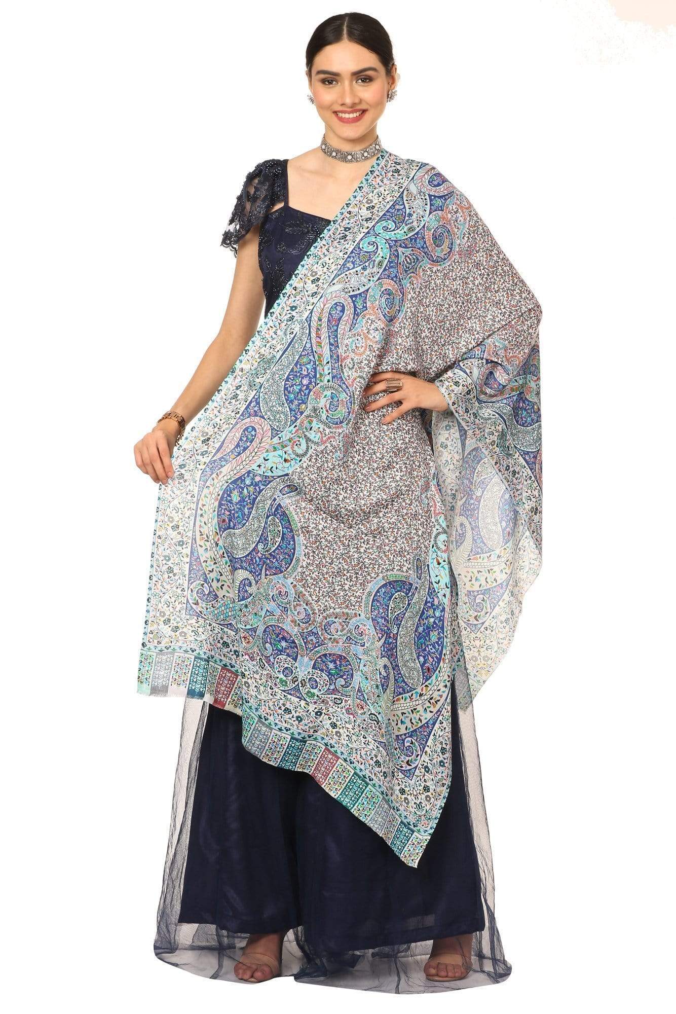Pashtush India 70x200 Pashtush Women's Soft Bamboo Scarf, Casual Shawls, Stoles, Wraps (soft Bamboo) - Paisely Garden