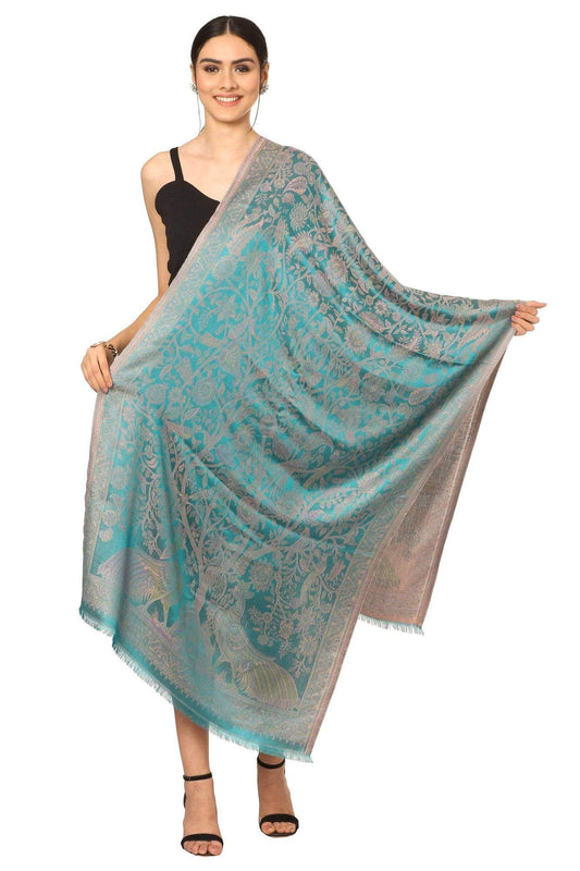Pashtush India Shawl Pashtush Women's Soft Bamboo Scarf, Casual Shawls, Stoles, Wraps (size 28 x 80 inches) - Blue/Grey