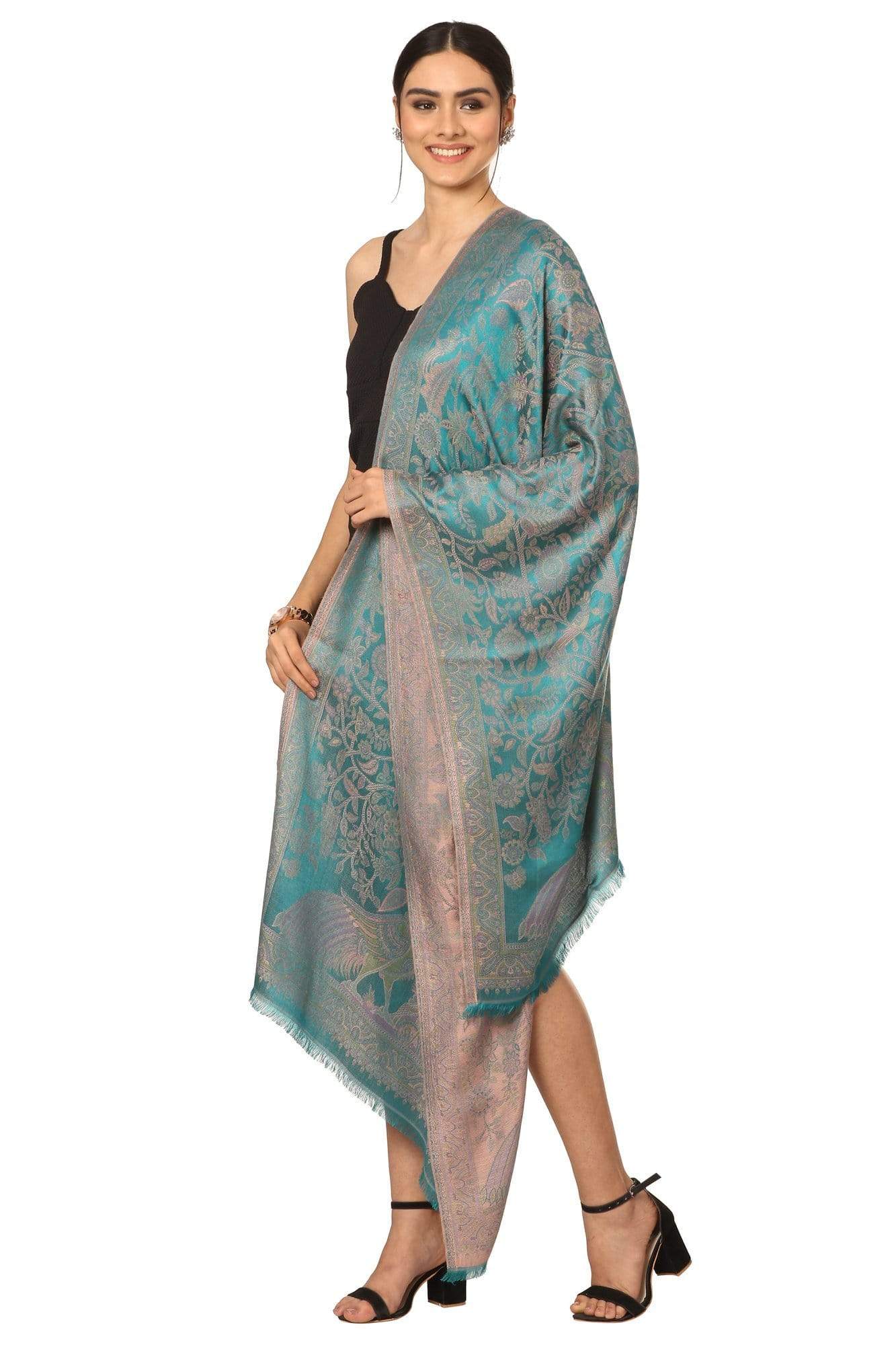 Pashtush India Shawl Pashtush Women's Soft Bamboo Scarf, Casual Shawls, Stoles, Wraps (size 28 x 80 inches) - Blue/Grey