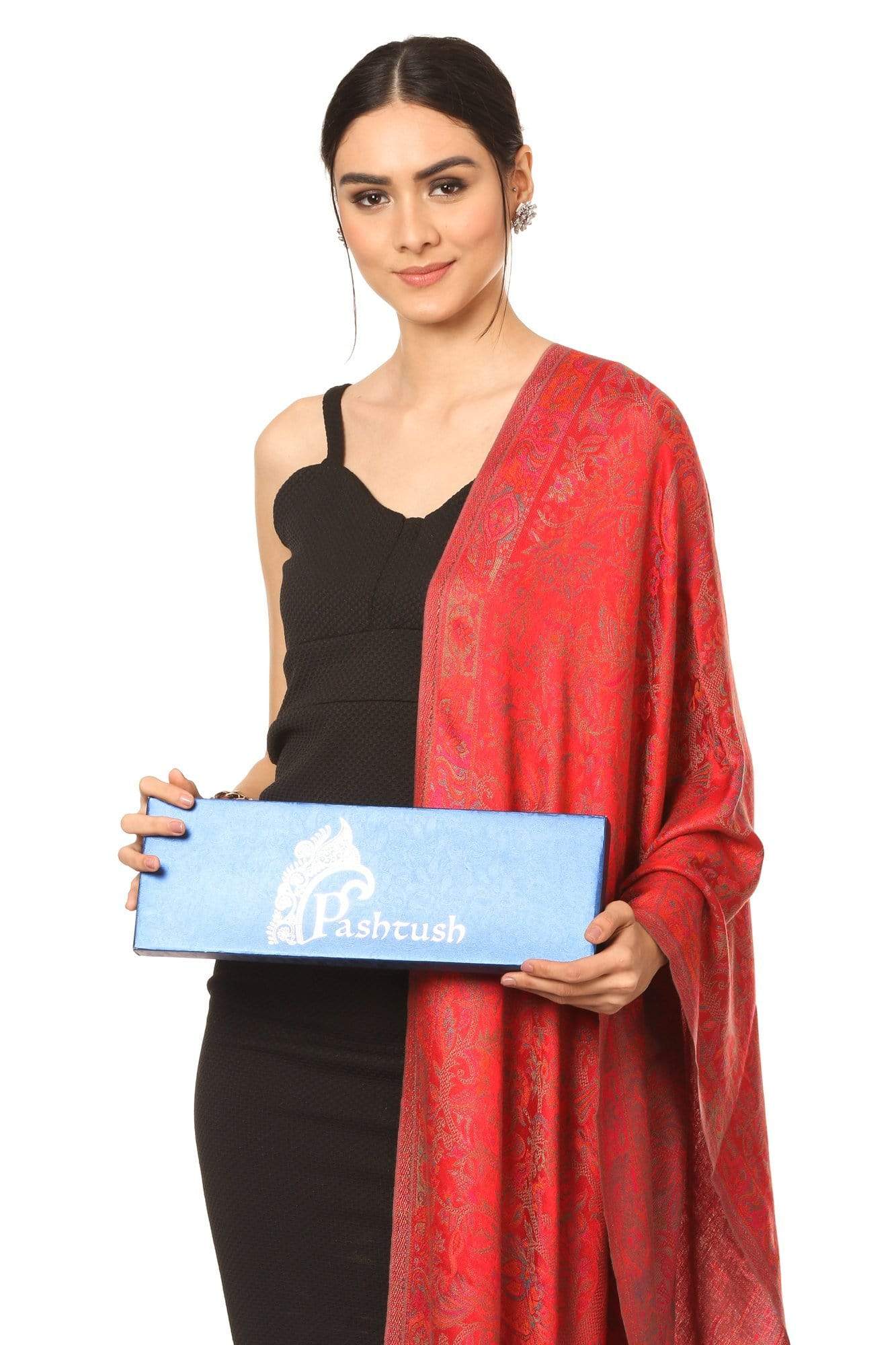 Pashtush India Stole Pashtush Women's Soft Bamboo Scarf, Casual Shawls, Stoles, Wraps (size 28 x 80 inches) - Red