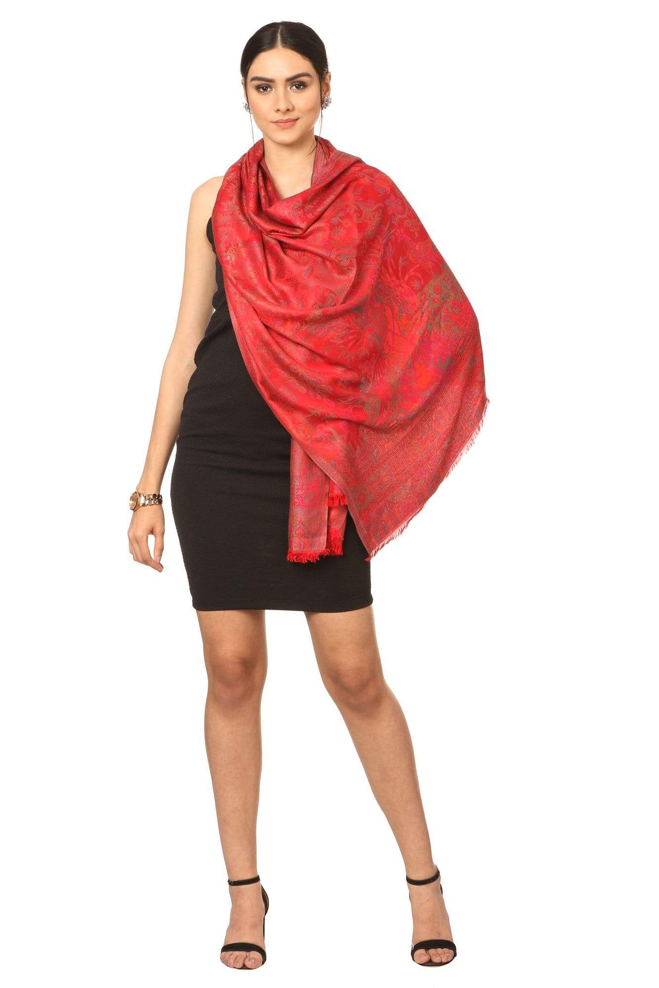 Pashtush India Stole Pashtush Women's Soft Bamboo Scarf, Casual Shawls, Stoles, Wraps (size 28 x 80 inches) - Red