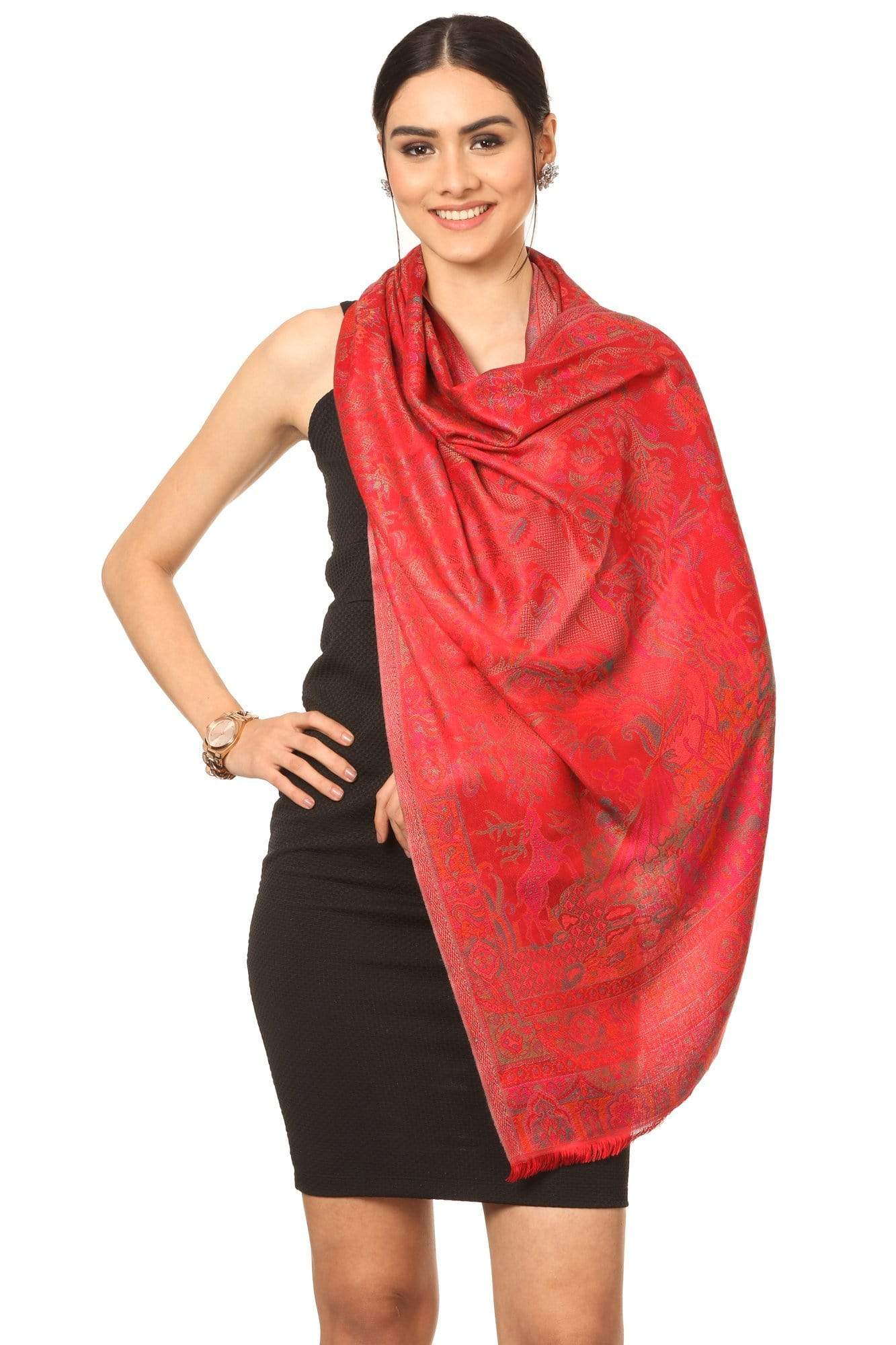 Pashtush India Stole Pashtush Women's Soft Bamboo Scarf, Casual Shawls, Stoles, Wraps (size 28 x 80 inches) - Red
