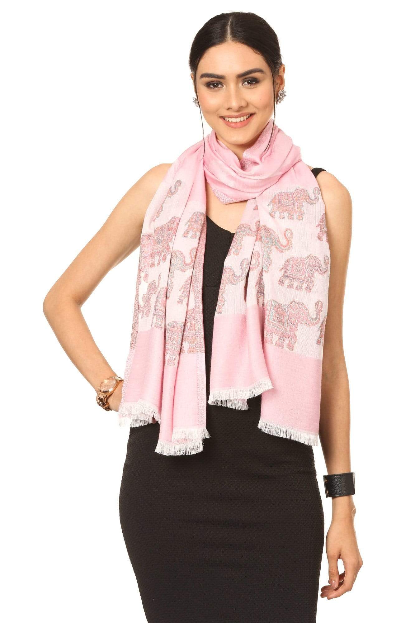 Pashtush India Shawl Pashtush Women's Soft Bamboo Scarf, Casual Shawls, Stoles, Wraps (size 28 x 80 inches) - Pink
