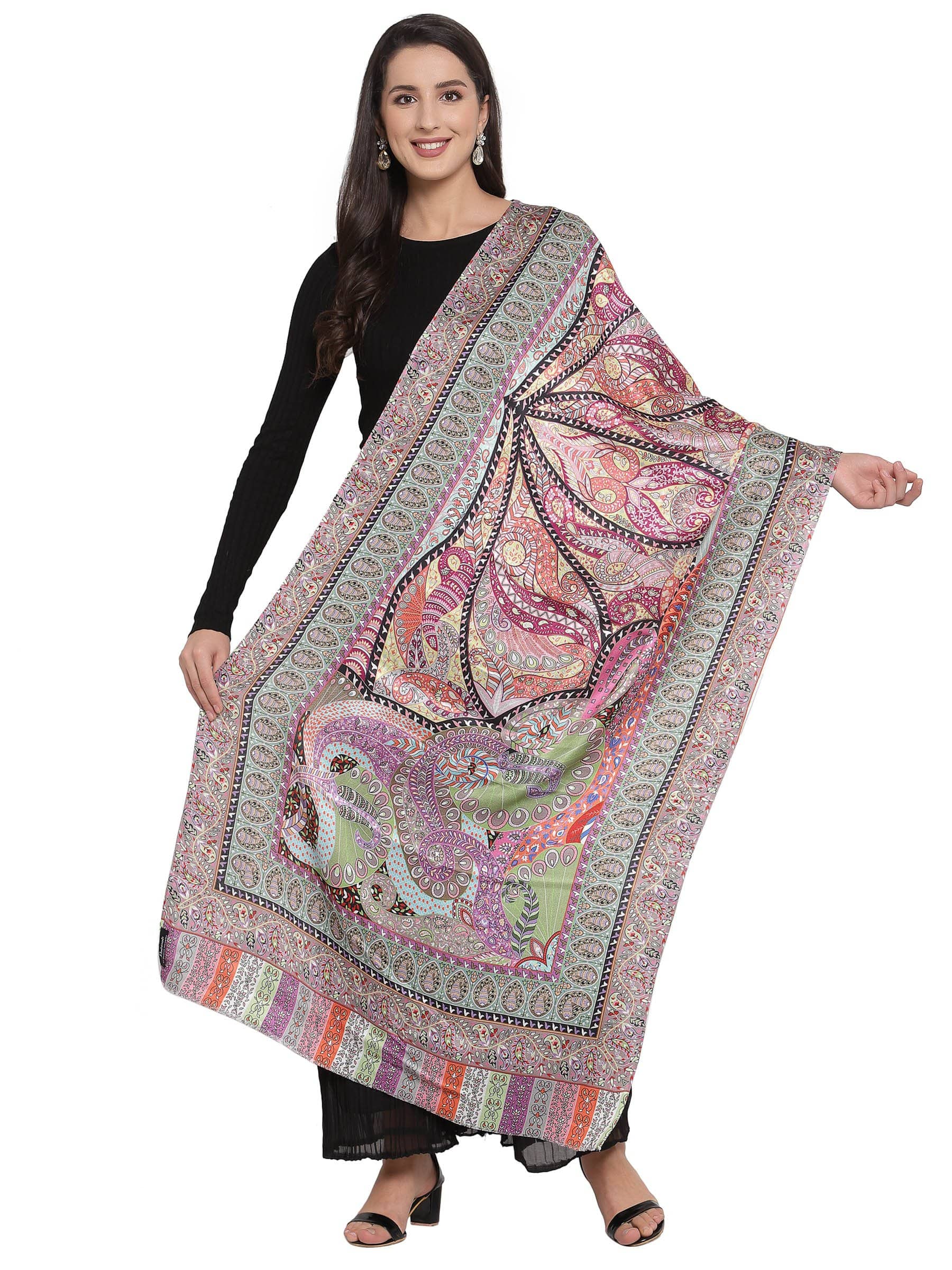 Pashtush India 70x200 Pashtush Women's Soft Bamboo Scarf, Stoles, Wraps (soft Bamboo) - Paisley Garden
