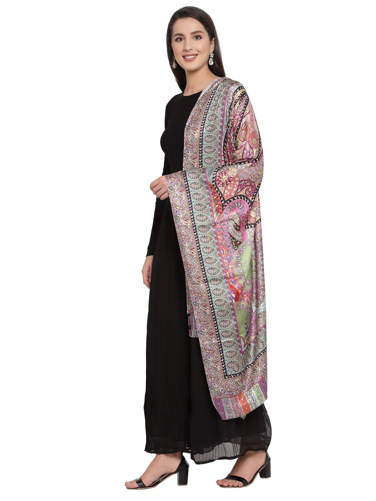 Pashtush India 70x200 Pashtush Women's Soft Bamboo Scarf, Stoles, Wraps (soft Bamboo) - Paisley Garden
