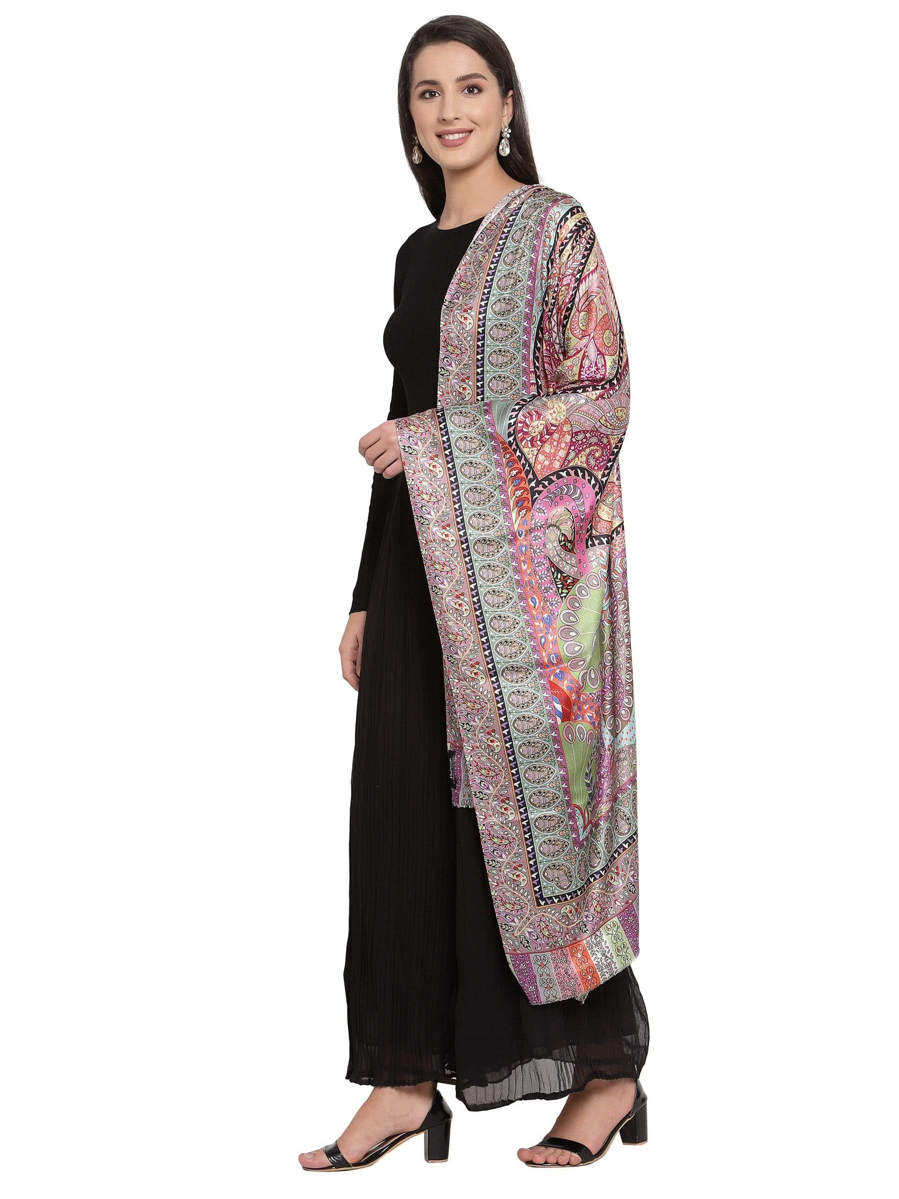 Pashtush India 70x200 Pashtush Women's Soft Bamboo Scarf, Stoles, Wraps (soft Bamboo) - Paisley Garden