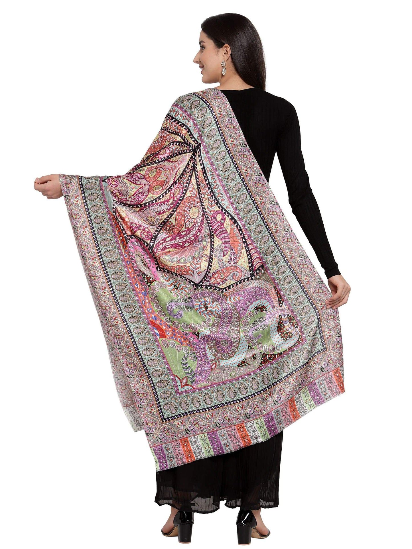 Pashtush India 70x200 Pashtush Women's Soft Bamboo Scarf, Stoles, Wraps (soft Bamboo) - Paisley Garden