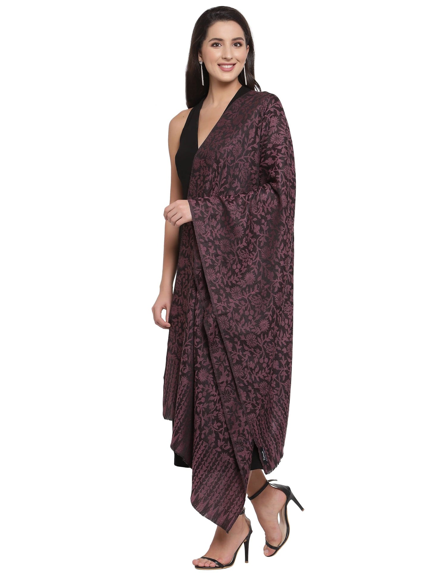 Pashtush India 70x200 Pashtush Women's Soft Fine Wool Floral Scarf, Soft And Warm