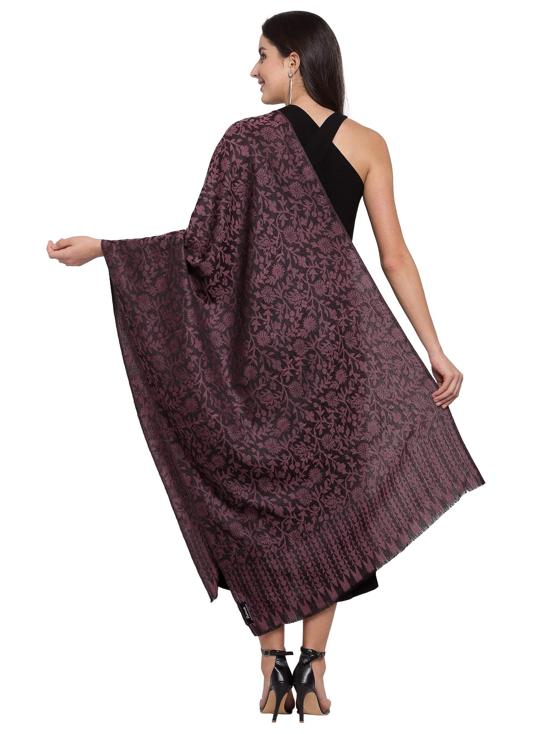 Pashtush India 70x200 Pashtush Women's Soft Fine Wool Floral Scarf, Soft And Warm