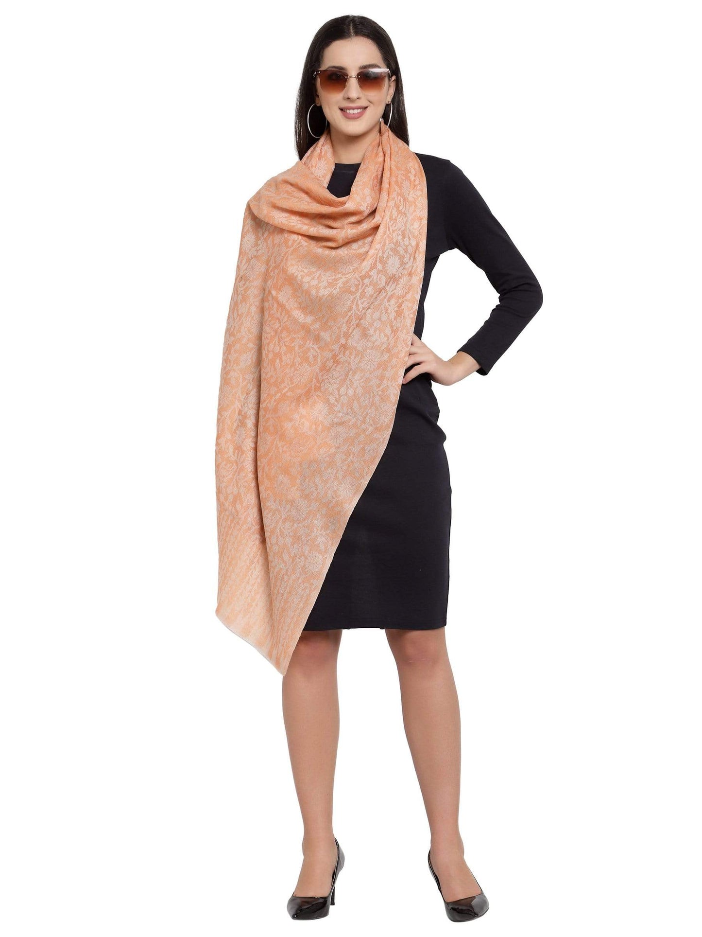 Pashtush India 70x200 Pashtush Women's Soft Fine Wool Floral Scarf, Soft And Warm