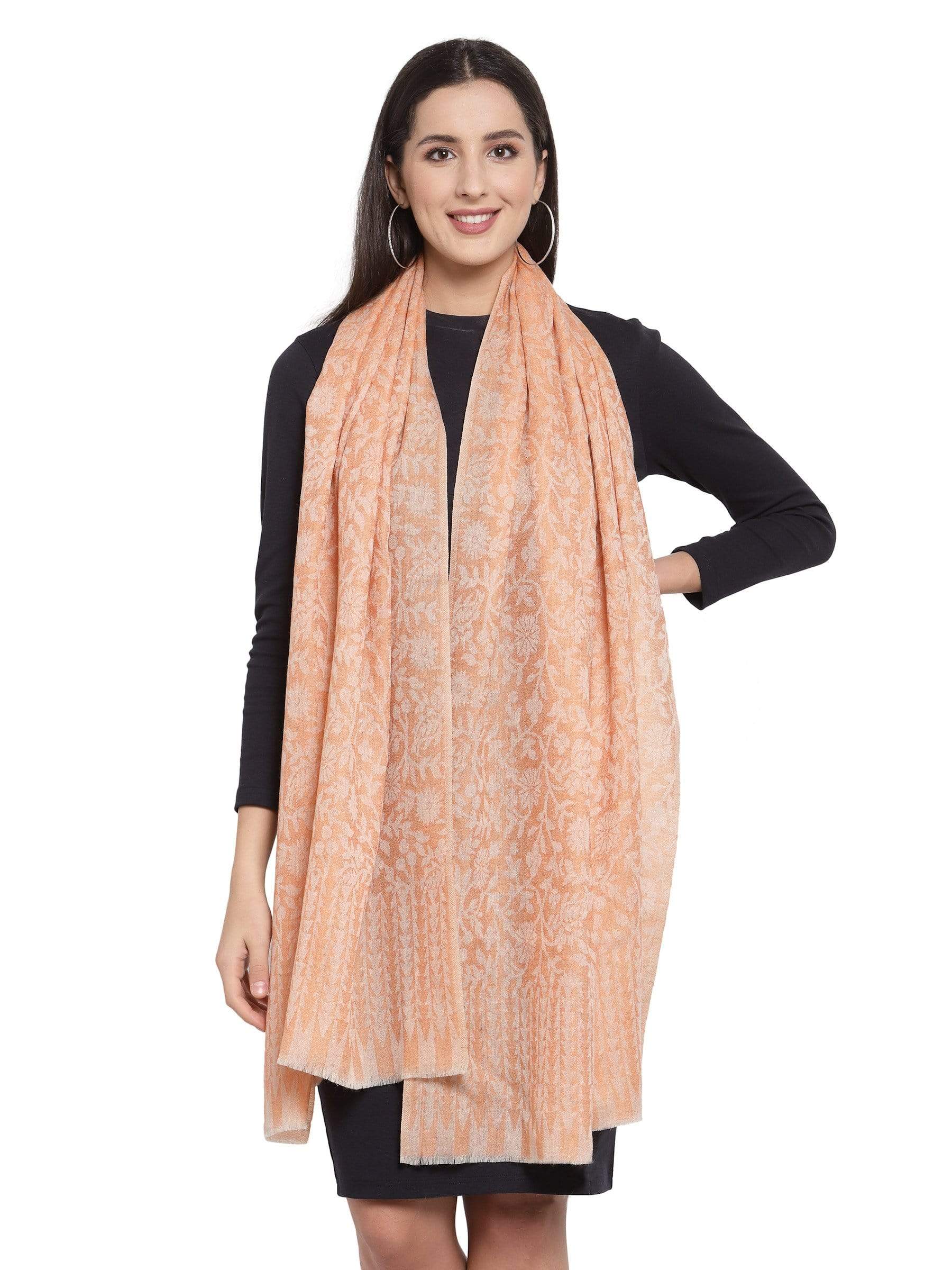 Pashtush India 70x200 Pashtush Women's Soft Fine Wool Floral Scarf, Soft And Warm