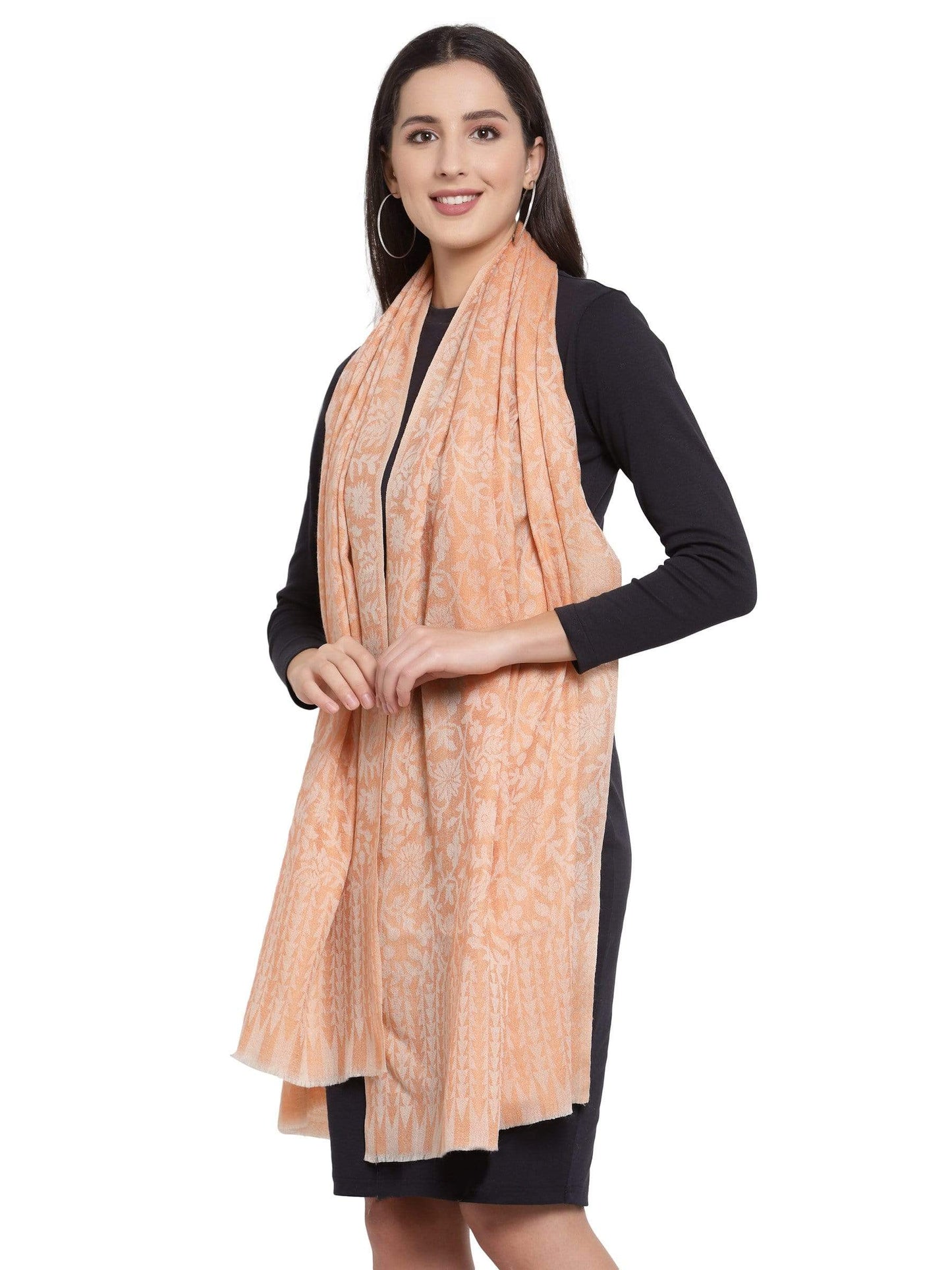 Pashtush India 70x200 Pashtush Women's Soft Fine Wool Floral Scarf, Soft And Warm