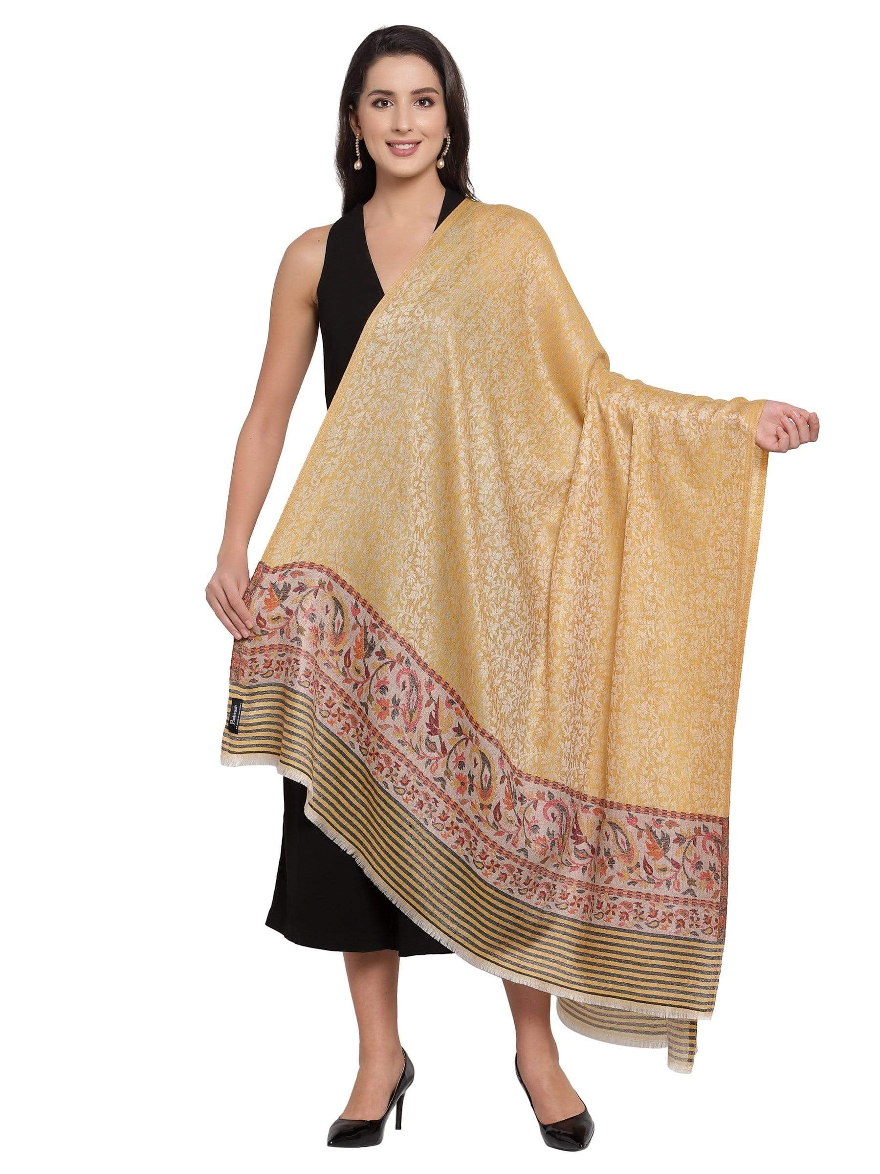 Pashtush India 100x200 Pashtush Women's Soft Wool Cashmere Blended Shawl, Ethnic Palla