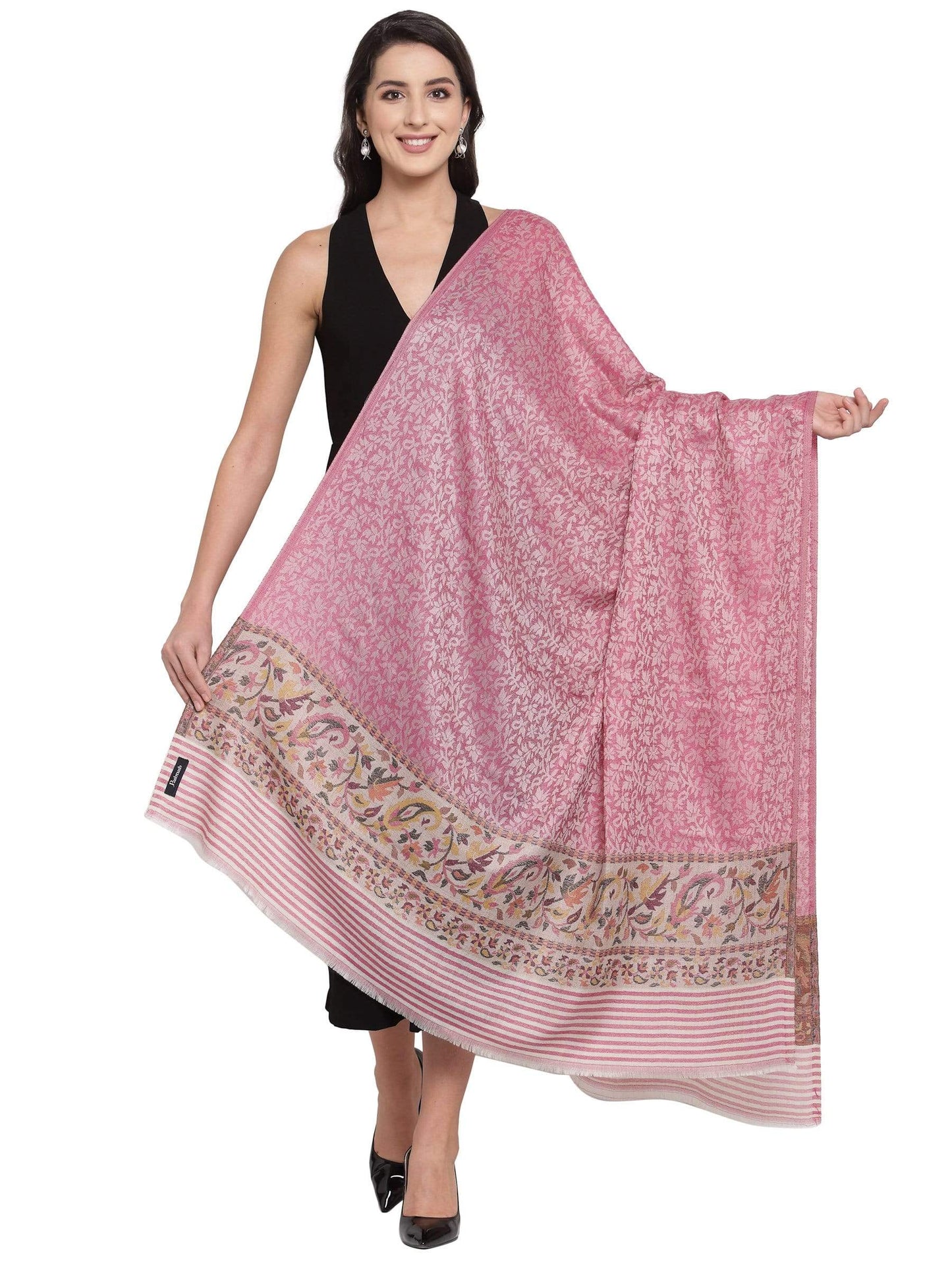 Pashtush India 100x200 Pashtush Women's Soft Wool Cashmere Blended Shawl, Ethnic Palla