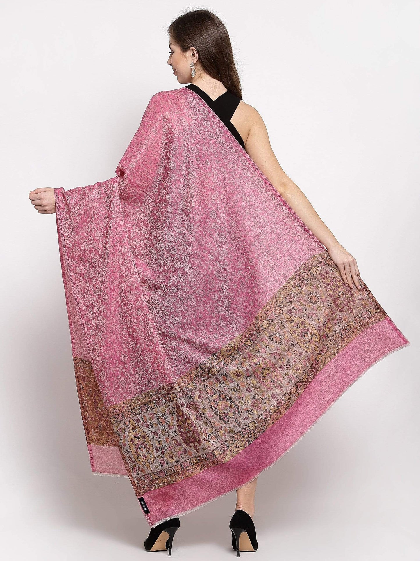 Pashtush India 100x200 Pashtush Women's Soft Wool Cashmere Blended Shawl, Kaani Palla, fuchsia