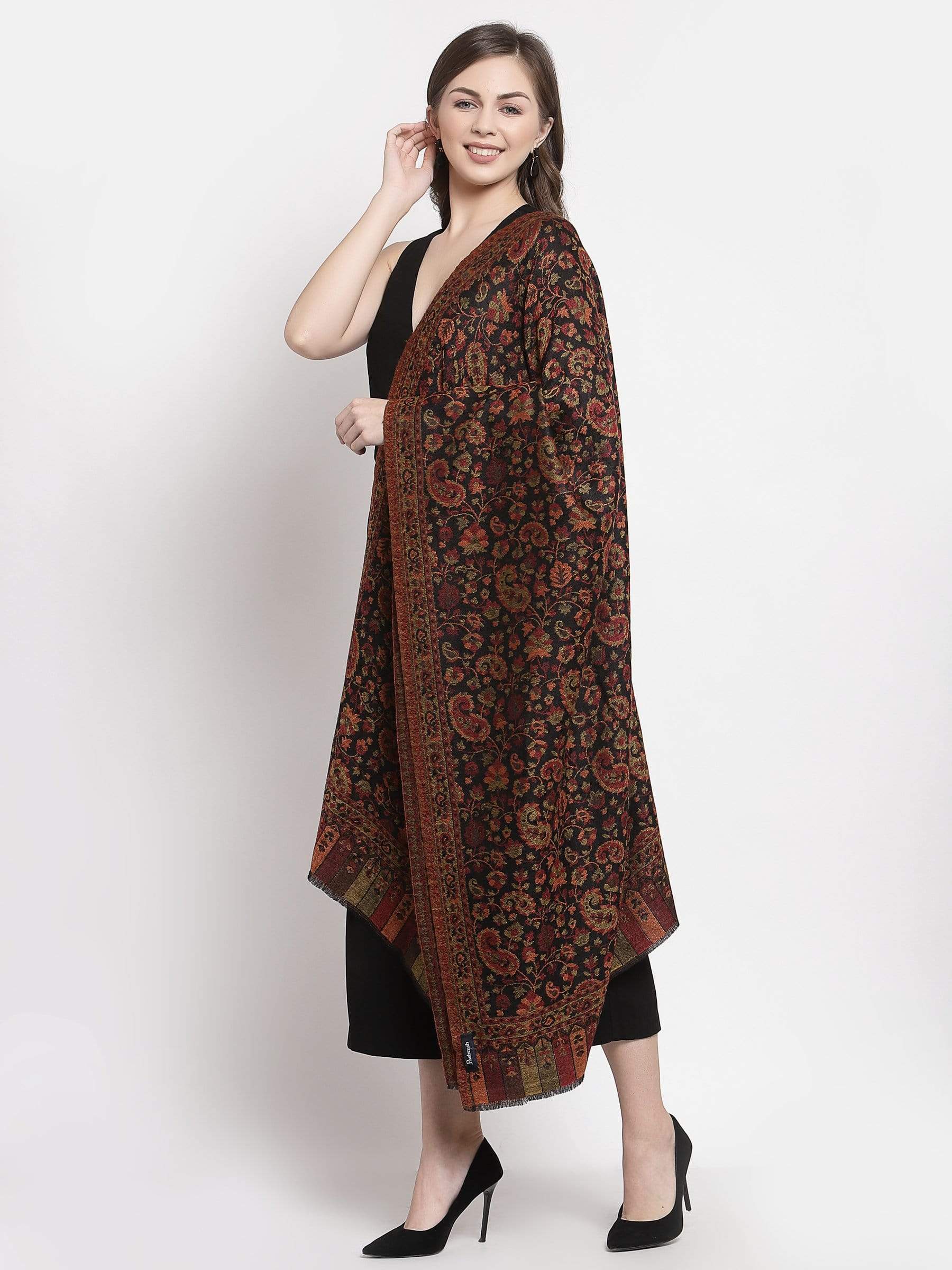 Pashtush India 70x200 Pashtush Women's Soft Wool, Reversible Stole, Scarf, Kaani Weave