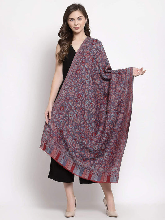 Pashtush India 70x200 Pashtush Women's Soft Wool, Reversible Stole, Scarf, Kaani Weave, Peel Lilac