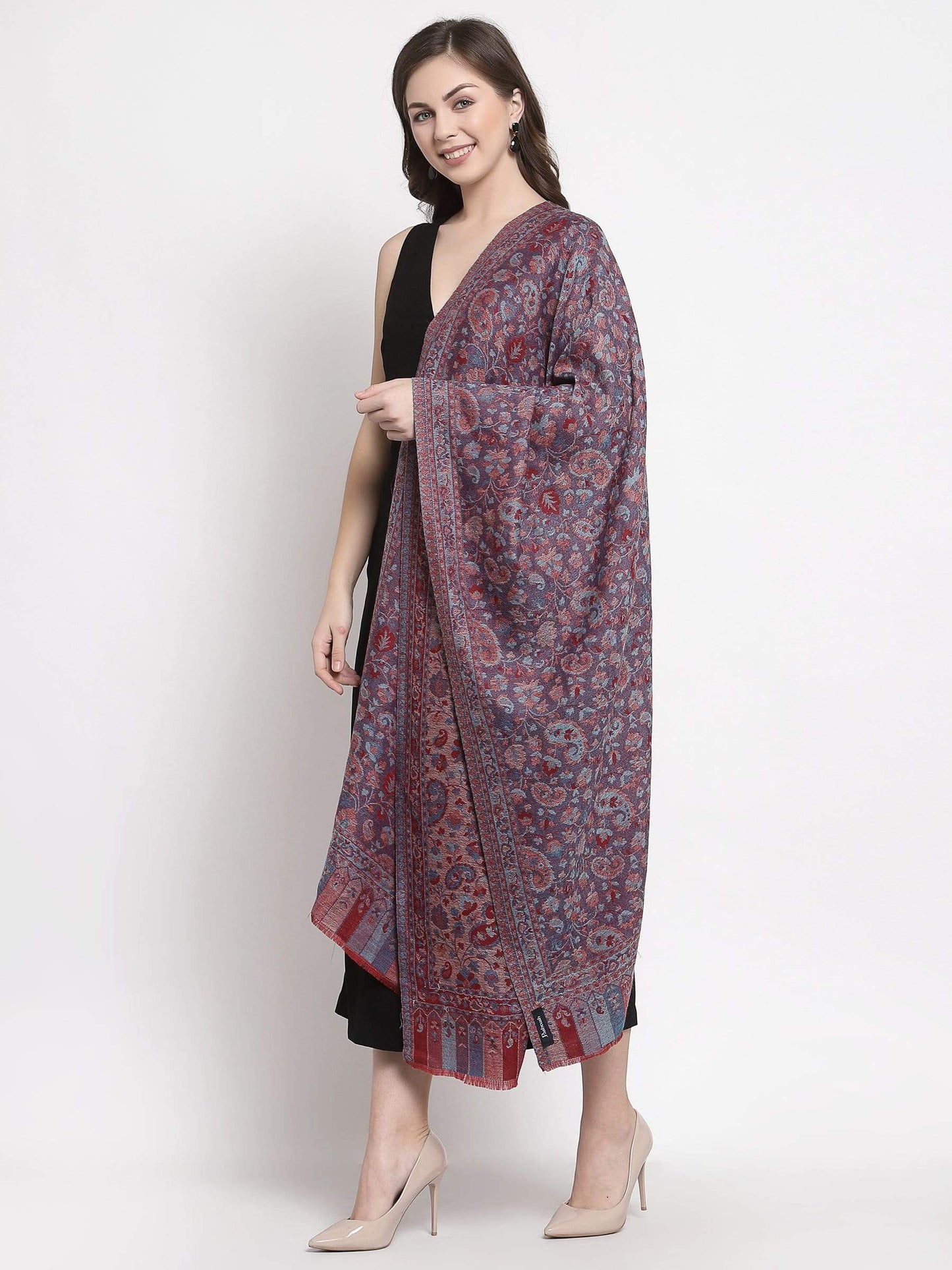 Pashtush India 70x200 Pashtush Women's Soft Wool, Reversible Stole, Scarf, Kaani Weave, Peel Lilac