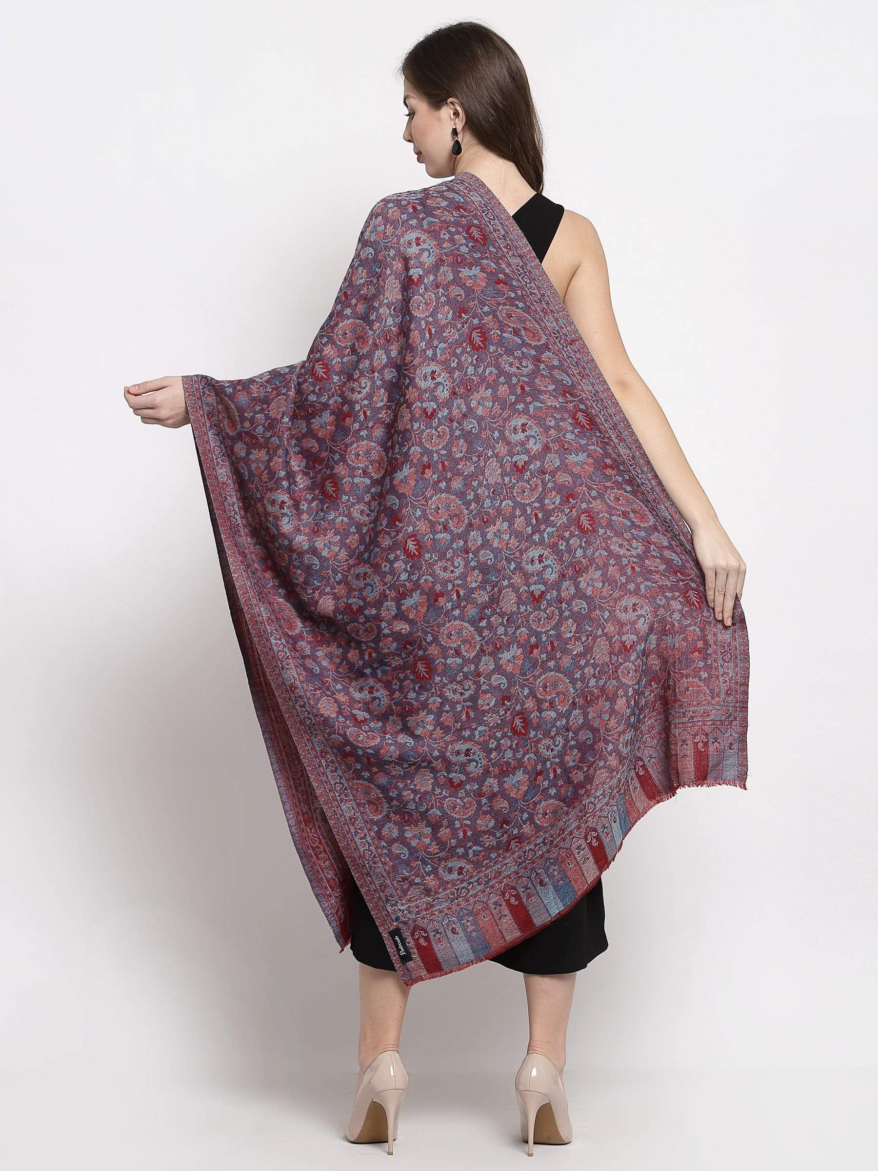 Pashtush India 70x200 Pashtush Women's Soft Wool, Reversible Stole, Scarf, Kaani Weave, Peel Lilac
