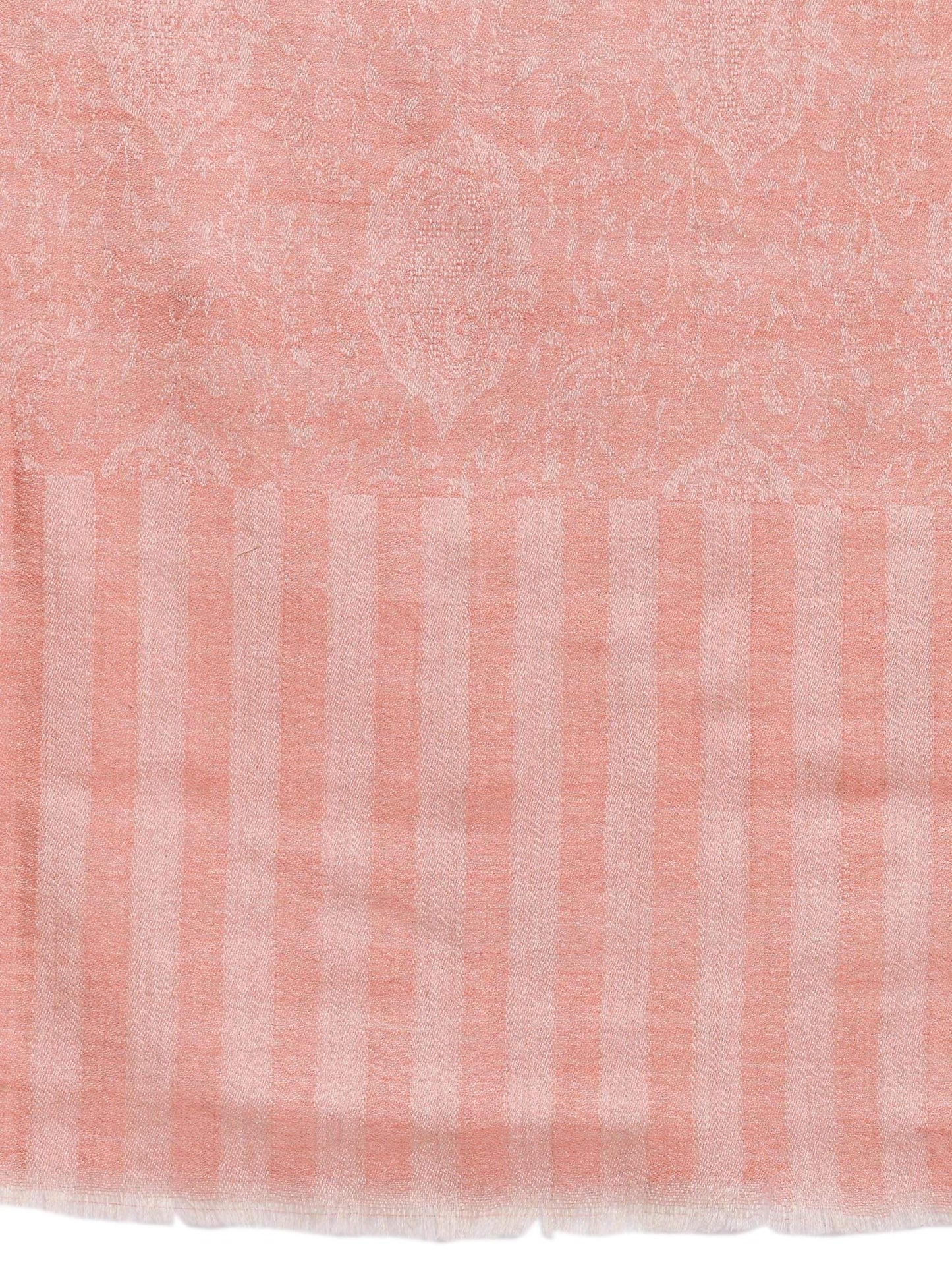 Pashtush India 70x200 Pashtush Women's Soft Wool, Reversible Stole Scarf, Paisley Weave, Salmon Colour