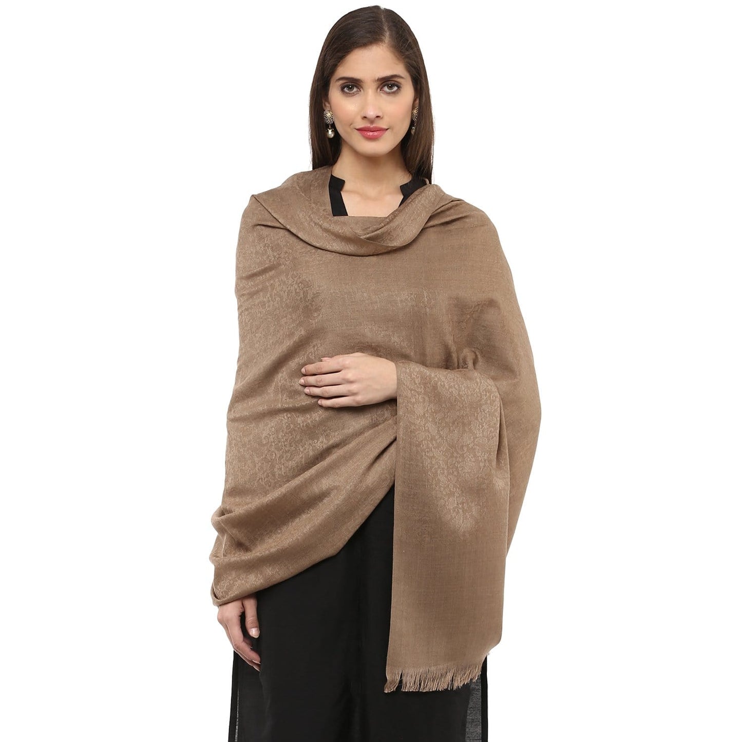 Pashtush India 100x200 Pashtush Women's Soft Wool Shawl dark brown ( tooth )