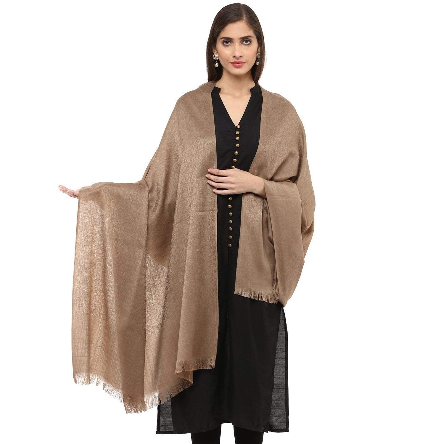 Pashtush India 100x200 Pashtush Women's Soft Wool Shawl dark brown ( tooth )