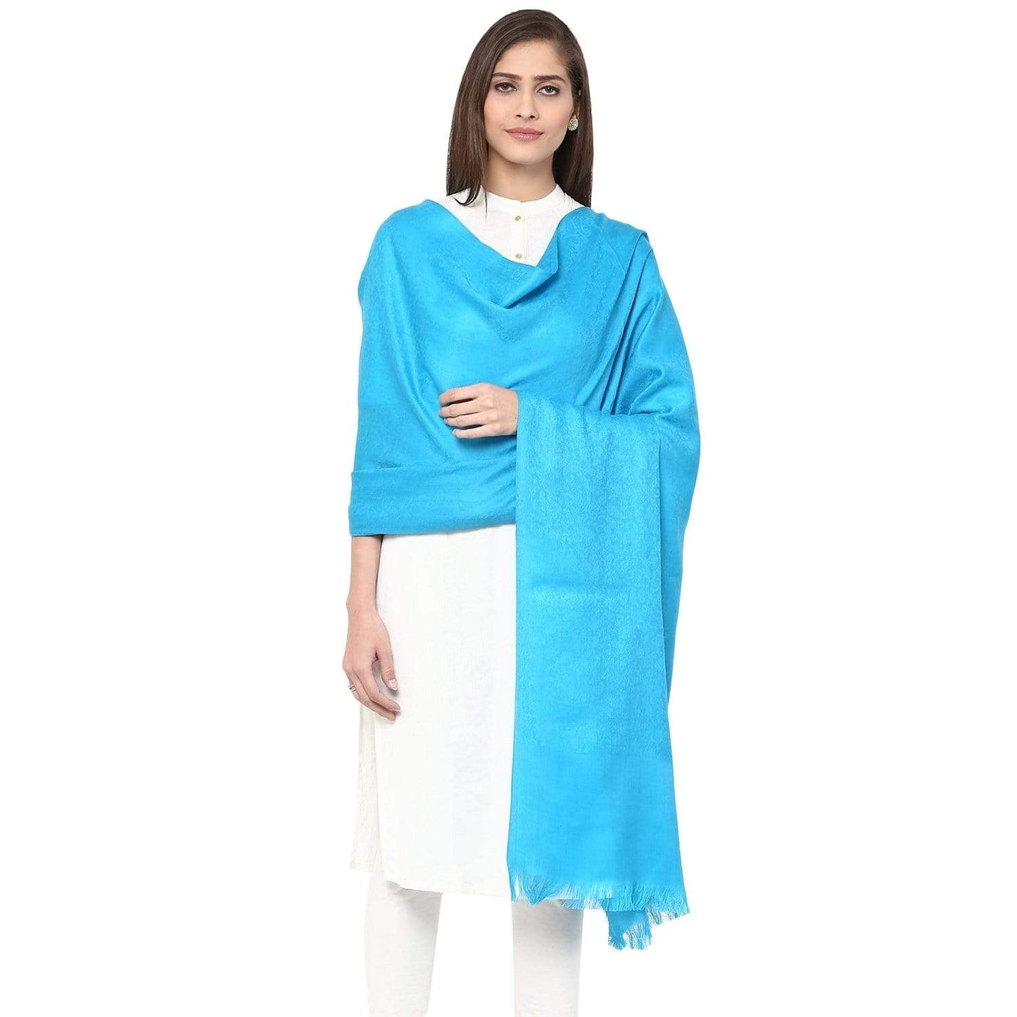 Pashtush Store Shawl Pashtush Women's Soft Wool Shawl Majenta with Jacquard Design, Aqua