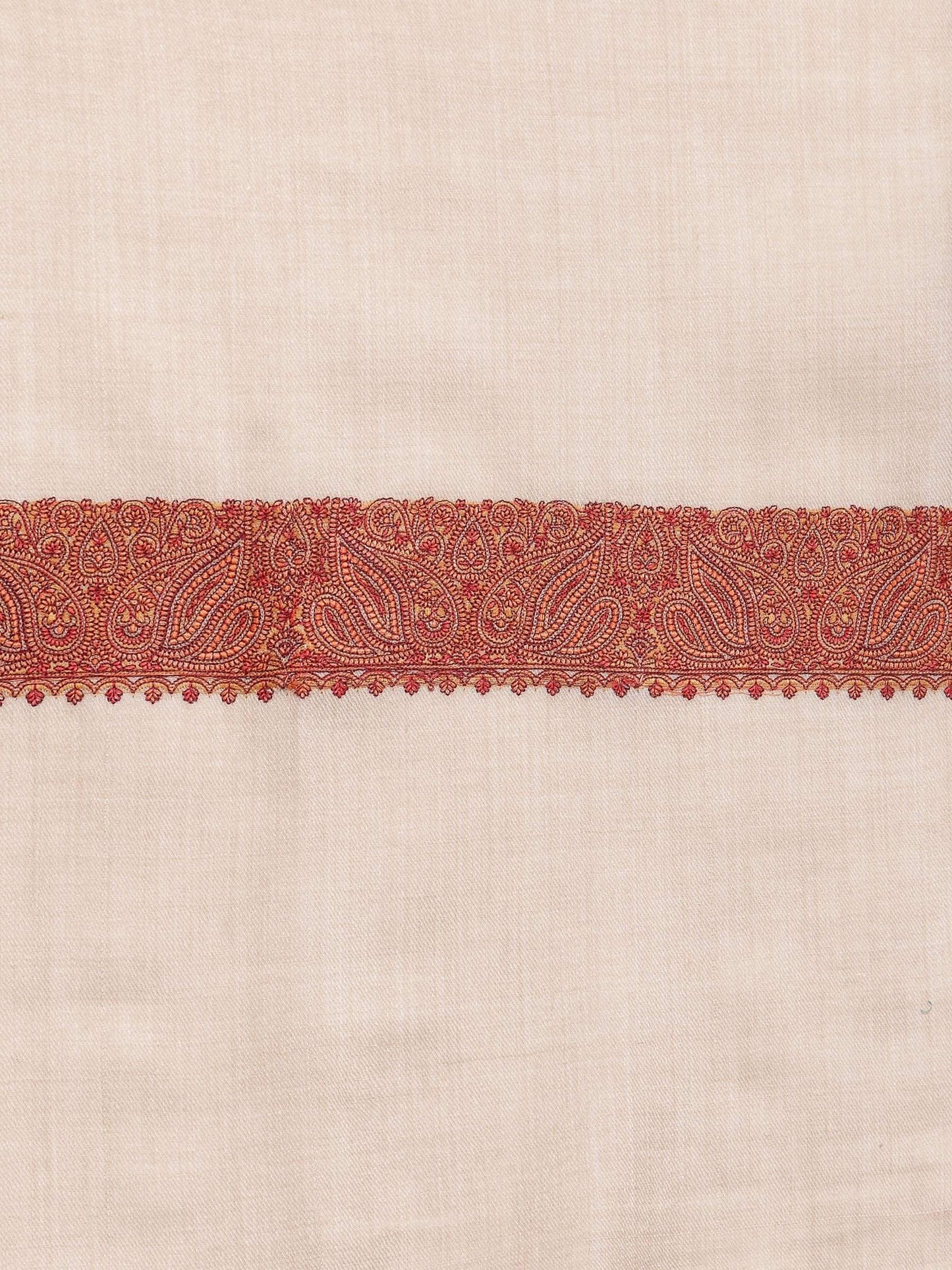 Pashtush India 100x200 Pashtush Women's Wool Shawl embroidered border, Beige
