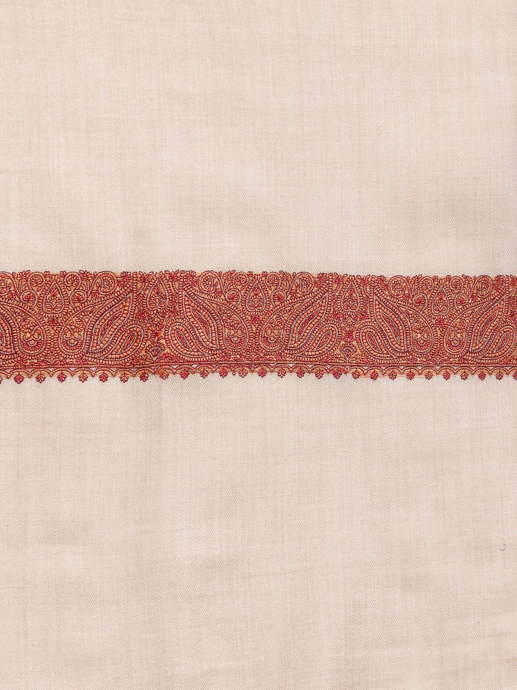 Pashtush India 100x200 Pashtush Women's Wool Shawl embroidered border, Beige